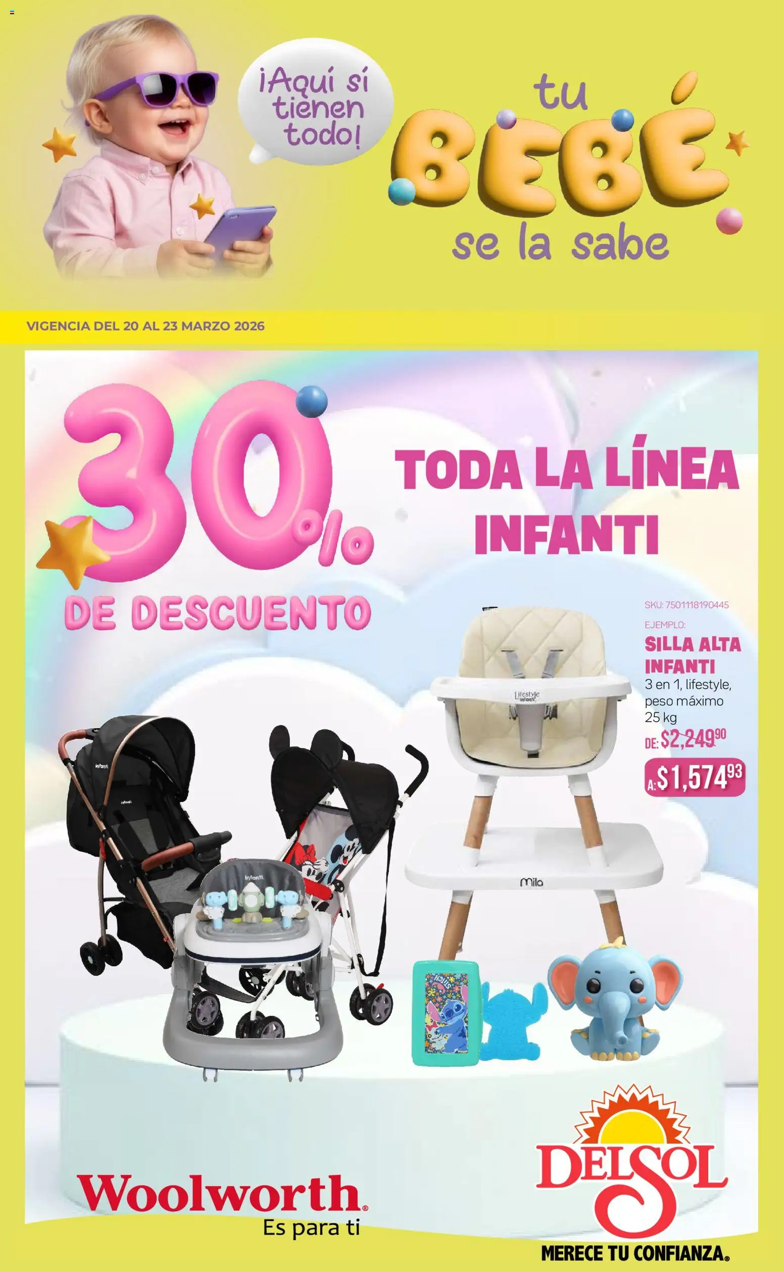 Vista previa las ofertas de la tienda Del Sol y Woolworth - Del Sol y Woolworth catálogo Tu Bebé Se La Sabe desde el 20/03/2026 - Silla