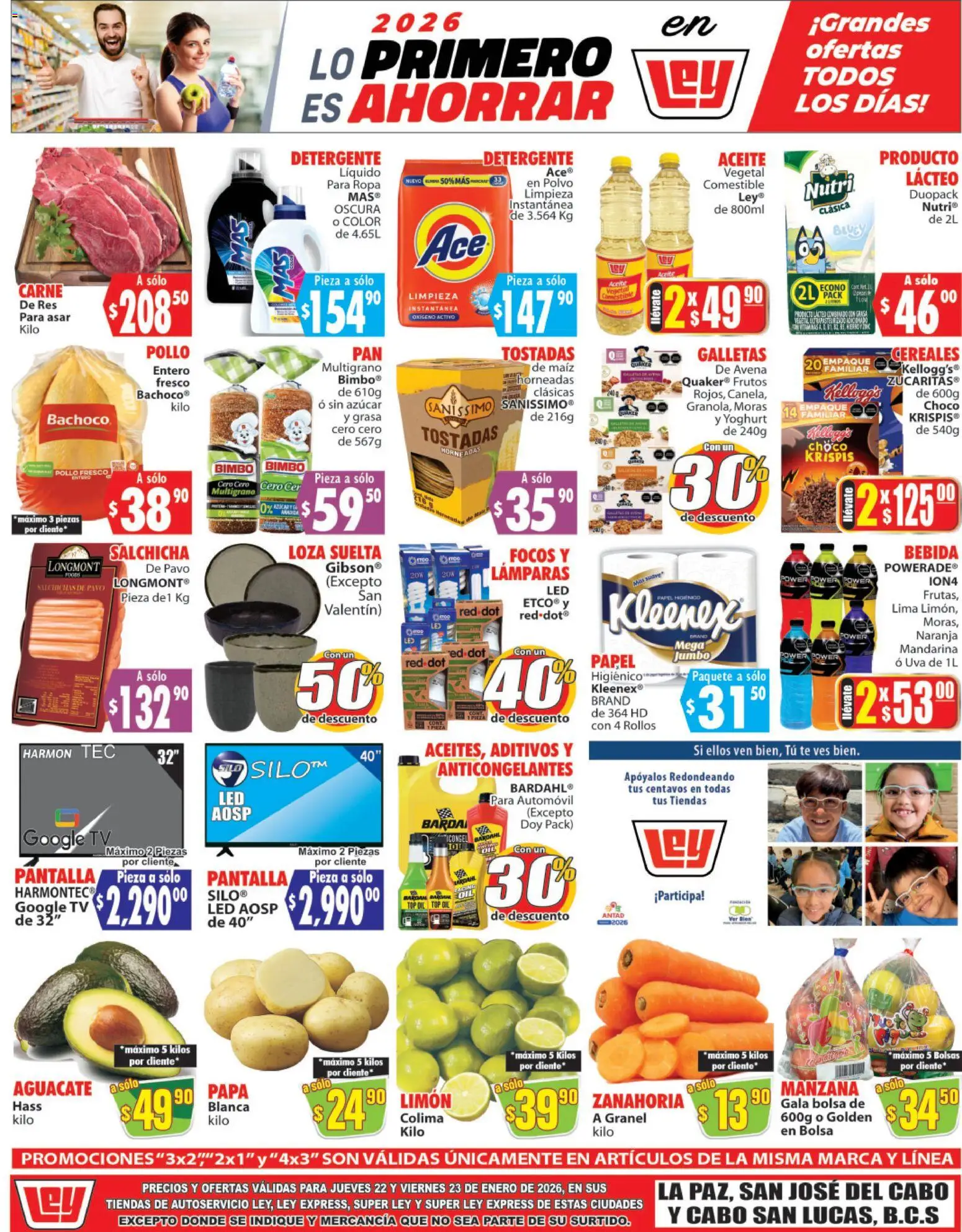 Vista previa las ofertas de la tienda Casa Ley - Folleto Autoservicio desde el 22/01/2026 - Pollo, Manzana, Azúcar, Aguacate, Lima, Aceite, Detergente, Salchichas