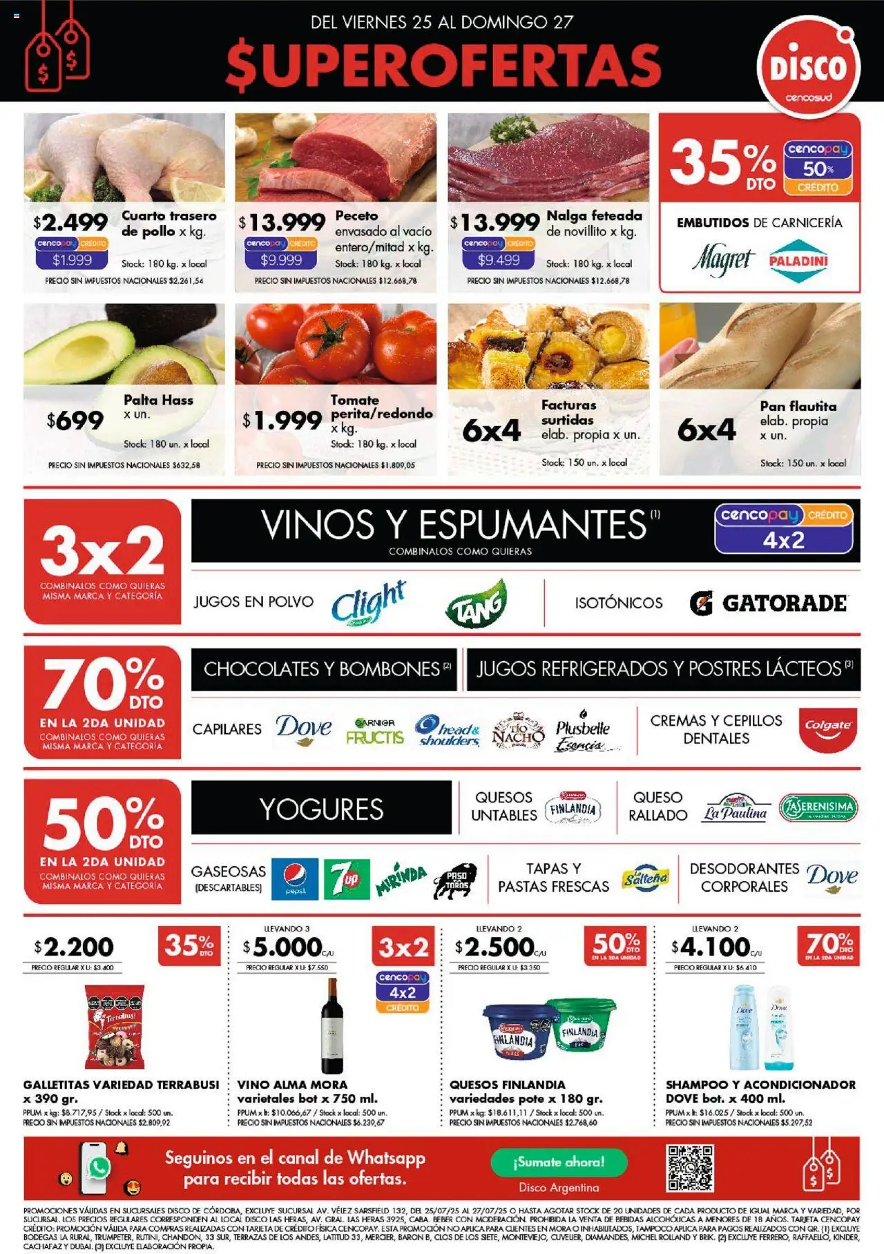 Disco Ofertas - Córdoba del 25/07/2025 Online - Disco, Pollo, Queso, Shampoo, Tomate, Galletitas, Bombones, Acondicionador