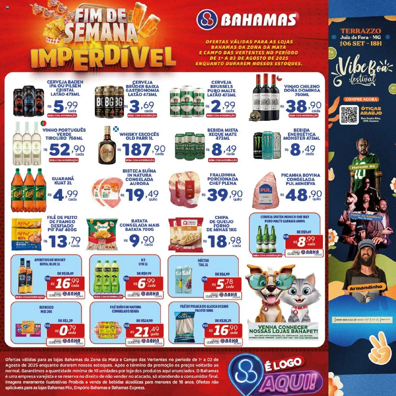 Bahamas Supermercados folheto "Ofertas Fim de Semana Imperdível" válido a partir de 02/08/2025 - número de página 1