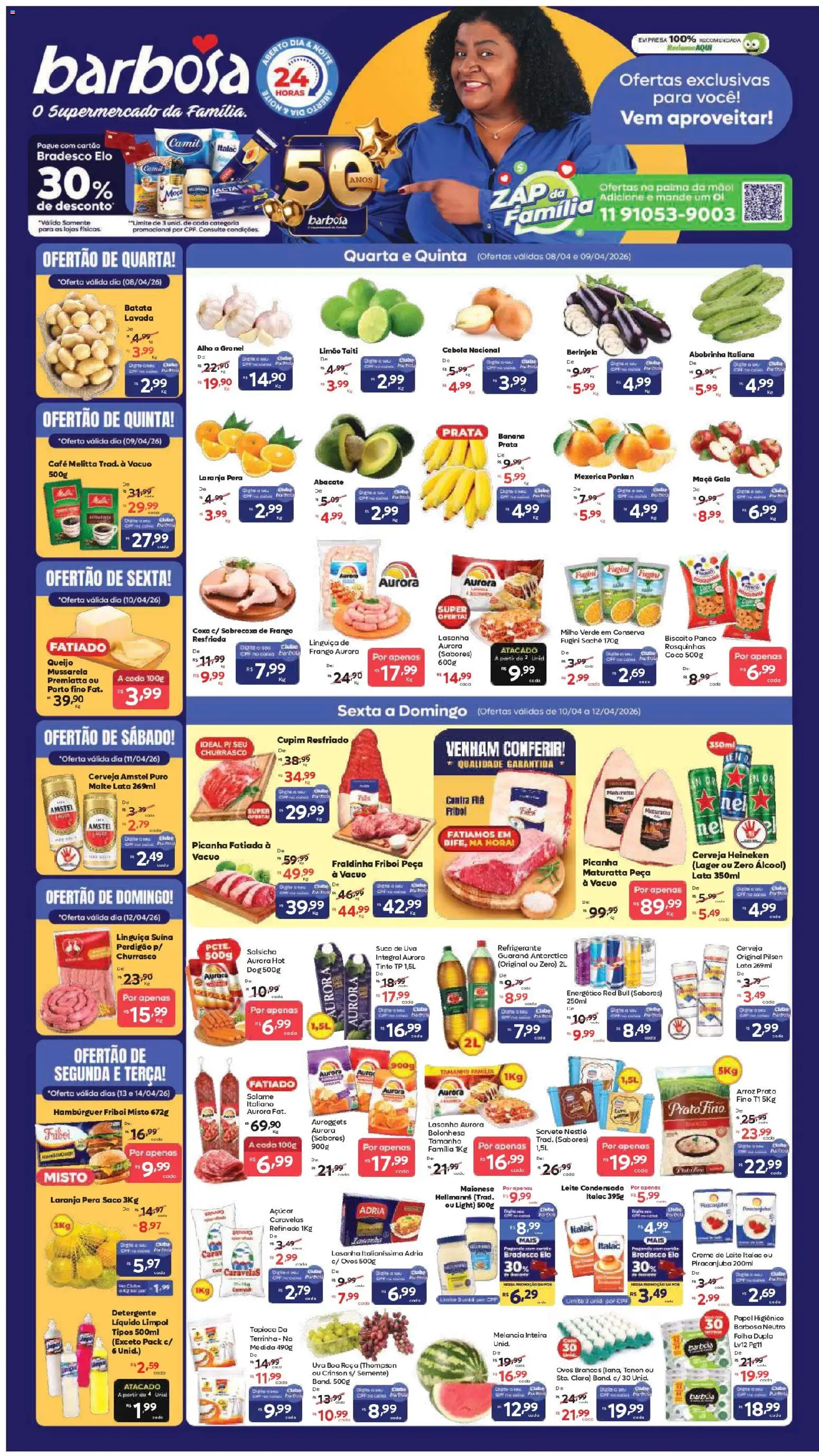 Pré-Visualização do folheto "Barbosa Supermercados ofertas Rede e Interior" da loja Barbosa Supermercados válido a partir de 08/04/2026