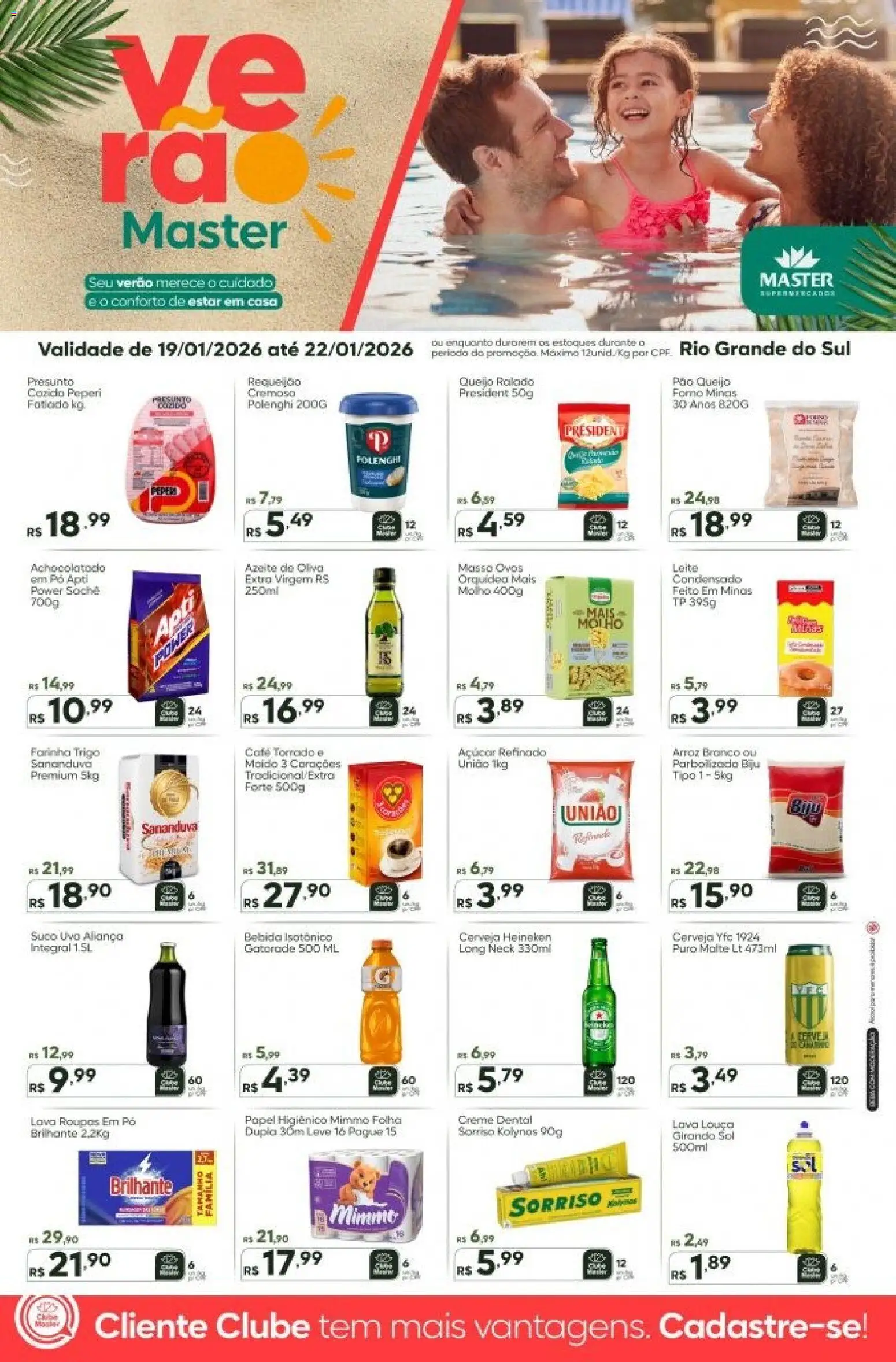Pré-Visualização do folheto "Ofertas da semana" da loja Master válido a partir de 19/01/2026 - Orquídea, Roupas, Bebida, Cerveja Heineken, Suco, Papel higiênico, Leite em pó, Creme dental