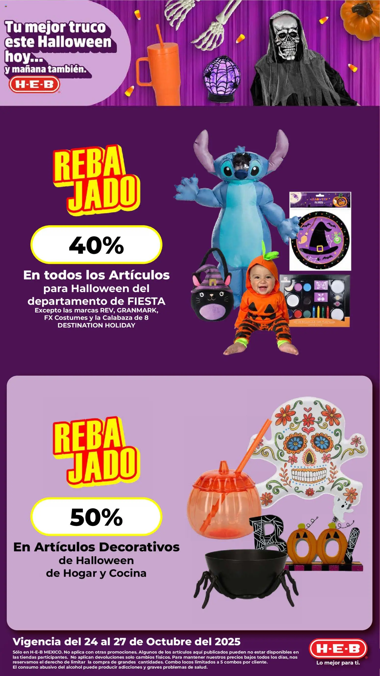 Vista previa las ofertas de la tienda H-E-B - Folleto desde el 24/10/2025 - Té, Cocina, Alcohol, Calabaza