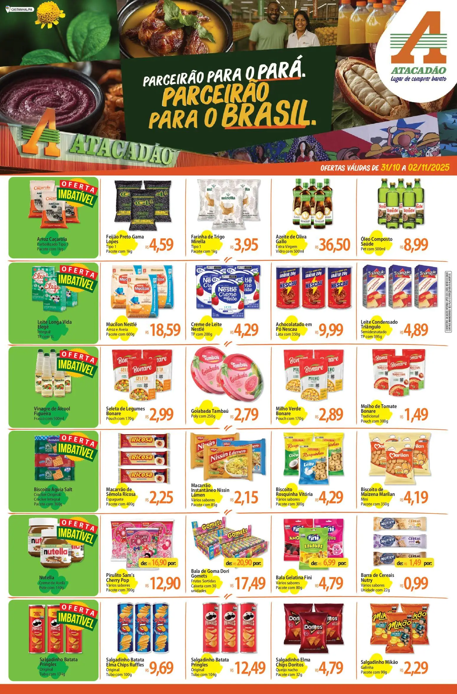 Pré-Visualização do folheto "Ofertas - PA" da loja Atacadão válido a partir de 31/10/2025 - Arroz, Batata, Legumes, Goiabada, Creme, Rosquinha, Cereais, Leite longa vida