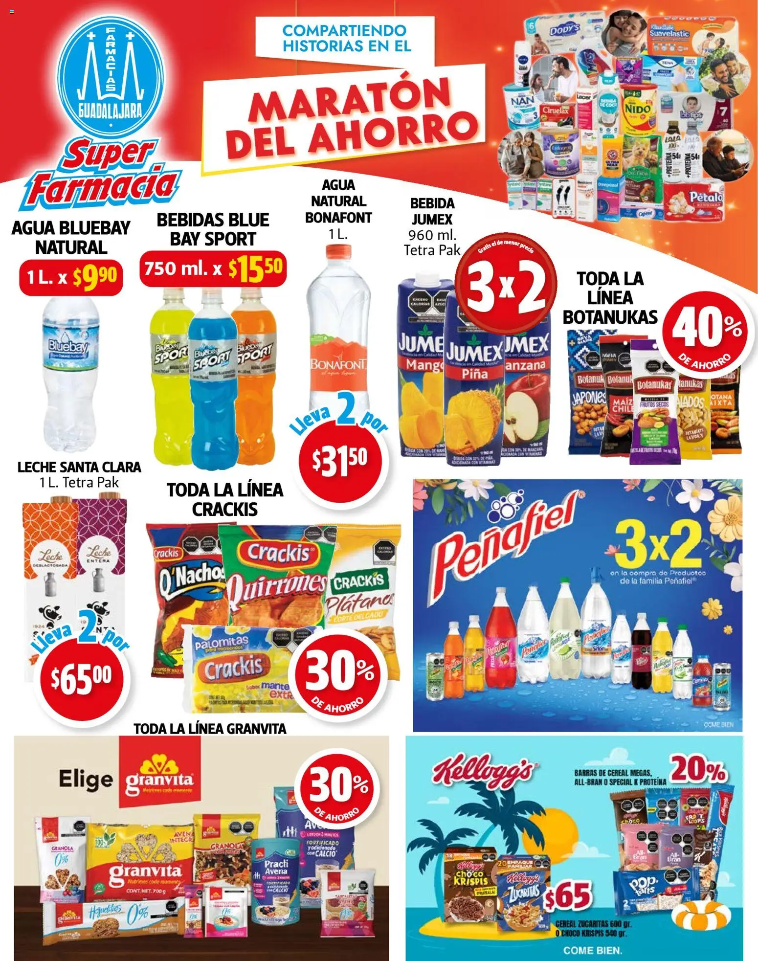 Vista previa las ofertas de la tienda Farmacia Guadalajara - Farmacia Guadalajara catálogo desde el 15/03/2026 - Agua, Palomitas, Proteína, Plátano, Leche, Avena, Piña, Frutos secos