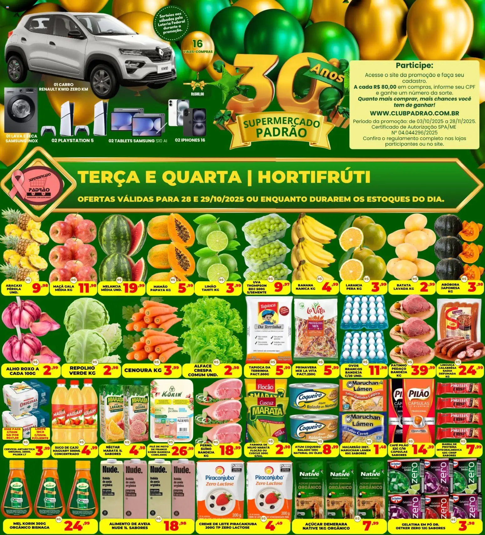 Supermercado Padrão folheto "Ofertas Hortifruti" válido a partir de 28/10/2025 - número de página 1
