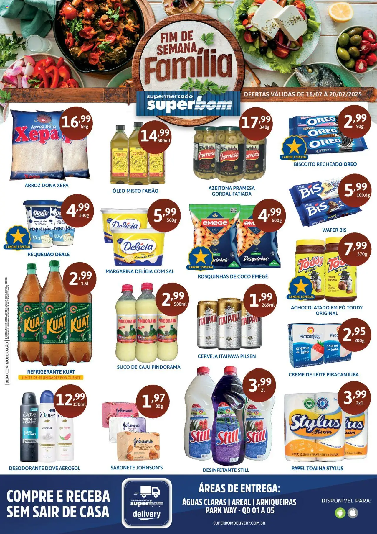 Superbom folheto "Ofertas da semana" válido a partir de 18/07/2025 - número de página 1 - Desodorante, Sal, Desinfetante, Creme de leite, Dove, Pó, Margarina, Biscoito recheado