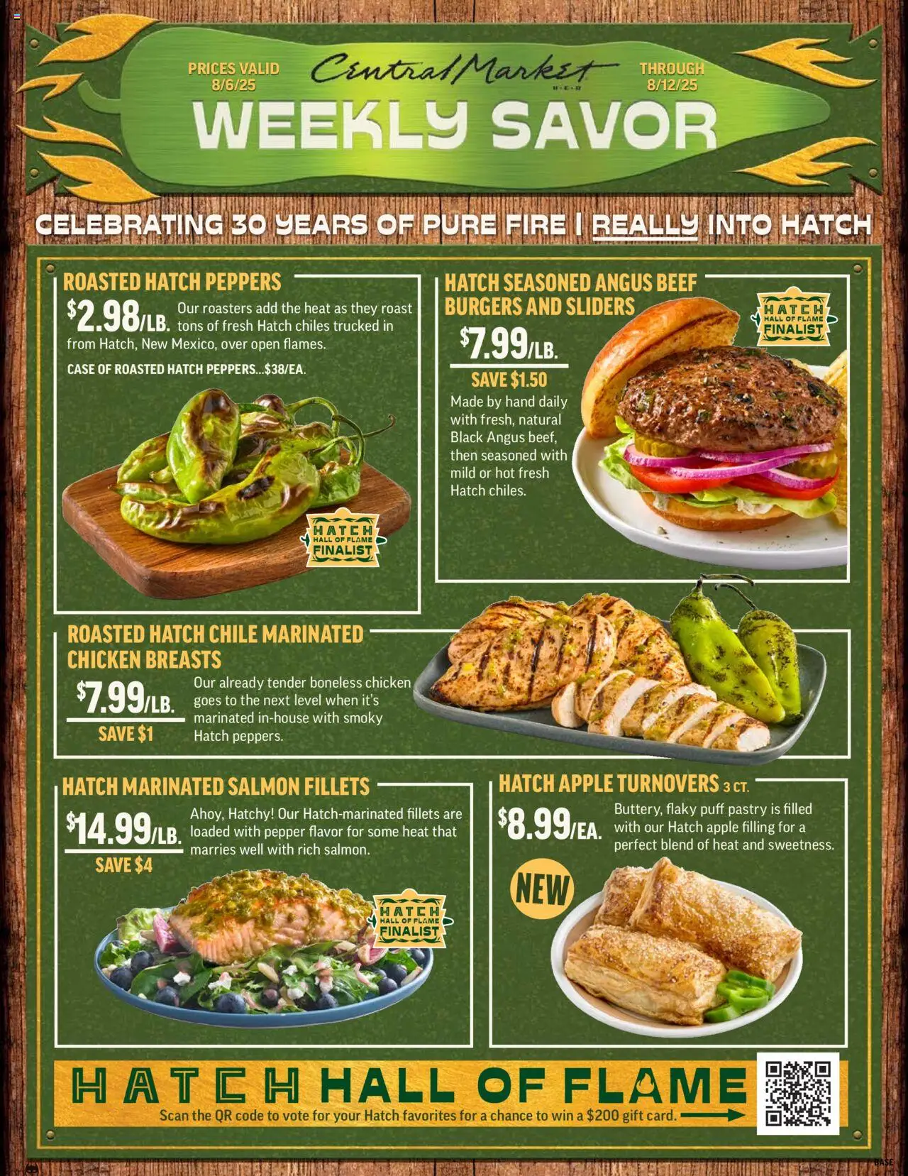 Central Market Weekly Ad from 08/06/2025 - Flyer - Page number 1 - Salmon, Peppers, Pepper, Beef, Chicken breasts, Puff Pastry, Case, Chicken