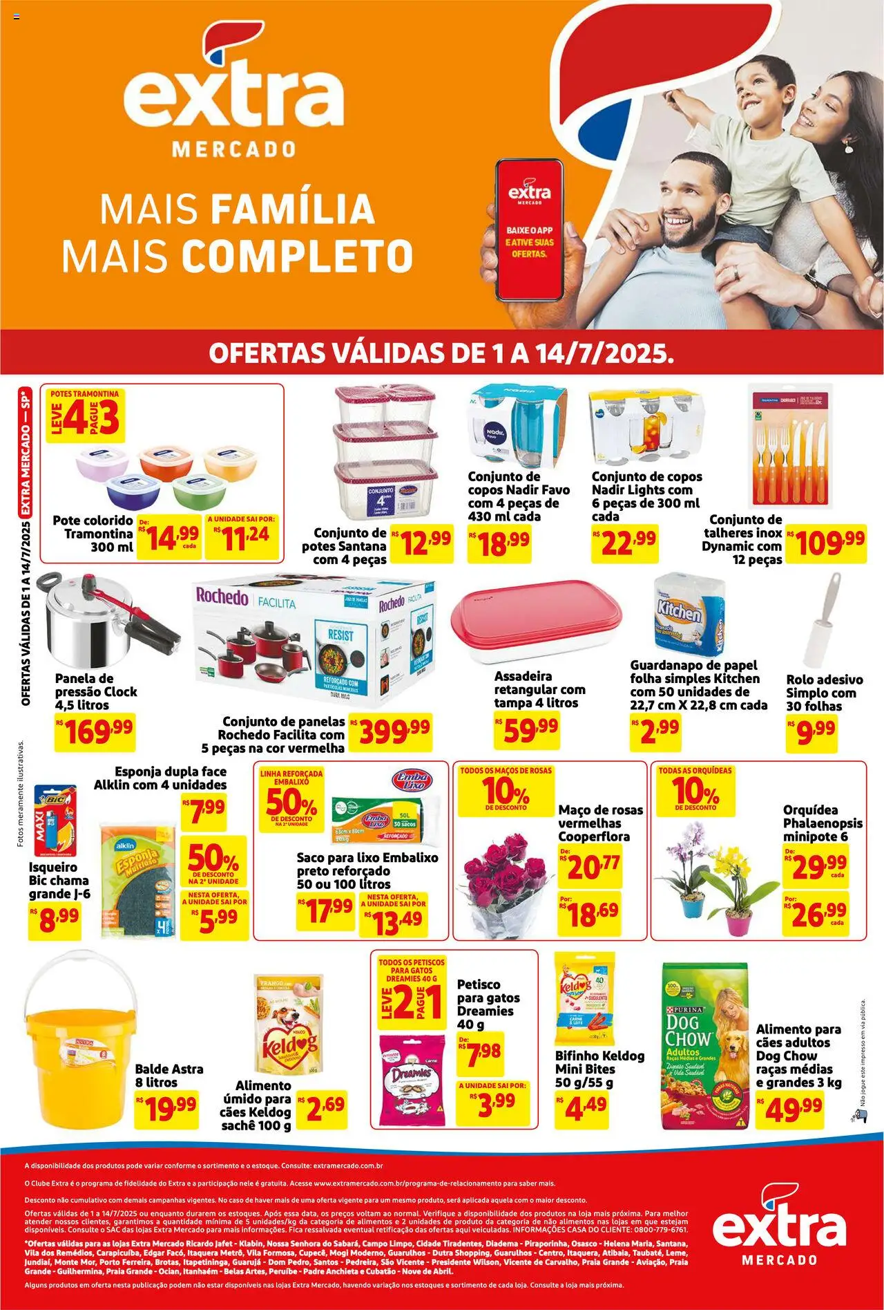 Extra folheto "Ofertas de Mercado Quinzenal" válido a partir de 01/07/2025 - número de página 1 - Orquídea, Panela, Copos, Panelas, Balde, Esponja, Assadeira, Potes