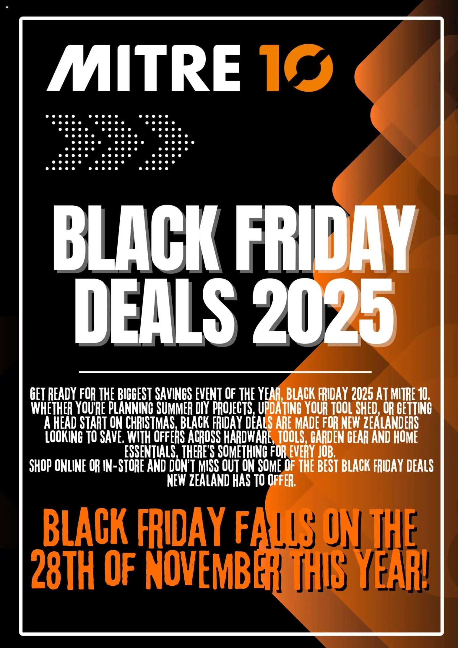 Preview of catalogue Black Friday Notice from shop Mitre 10 valid 12 Nov 2025