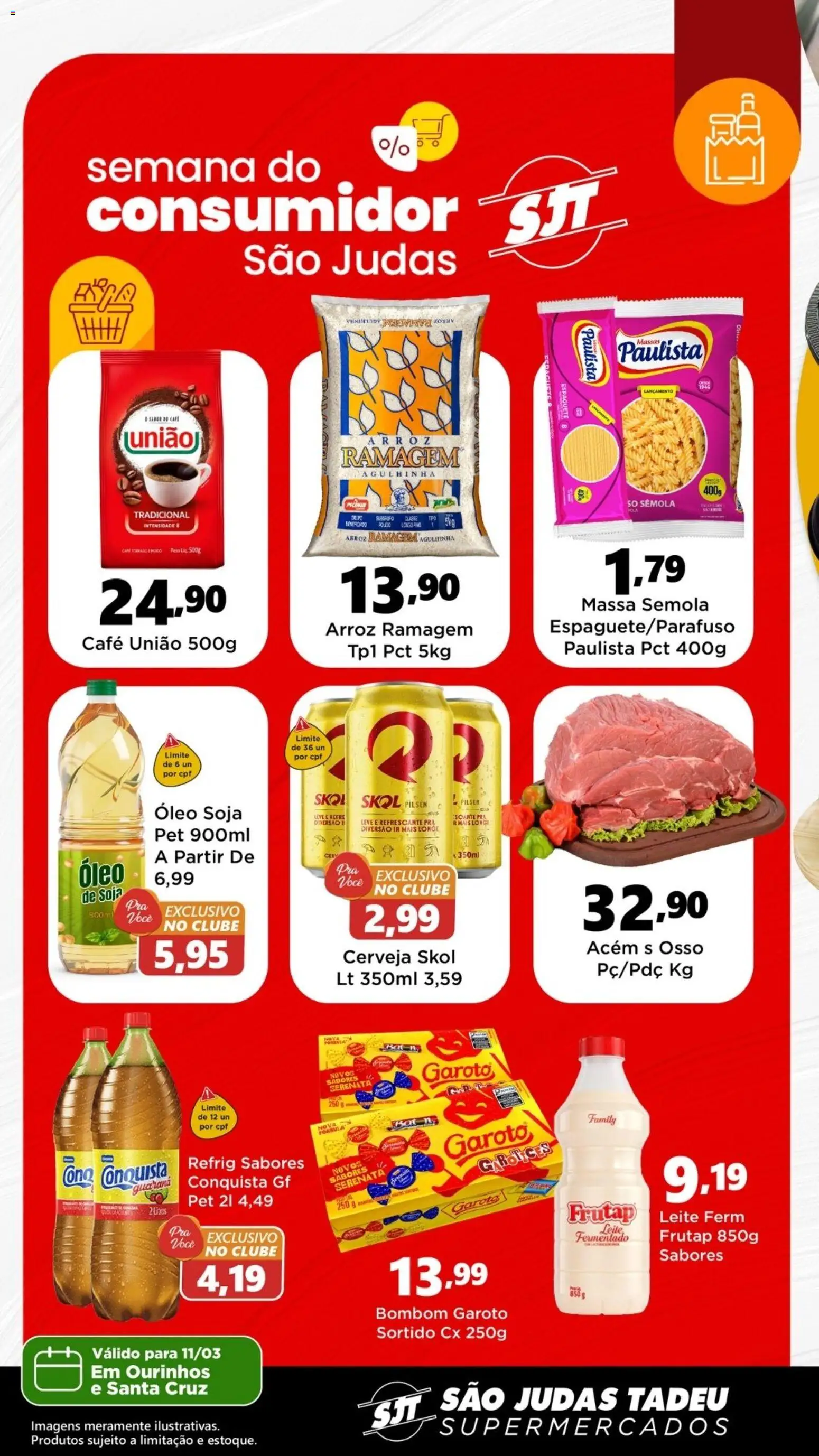 Pré-Visualização do folheto "São Judas Tadeu - Ofertas da semana" da loja São Judas Tadeu válido a partir de 11/03/2026 - Café, Cerveja, Óleo, Arroz, Leite, Soja, Massa, Guaraná