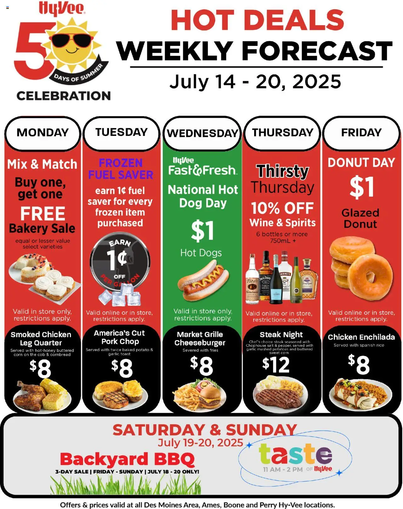 HyVee 50 Days of Summer Hot Deals from 07/14/2025 - Flyer - Page number 1