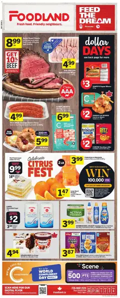 Un aperçu du dépliant Weekly flyer / circulaire du magasin Foodland est valide à partir 26 févr. 2026