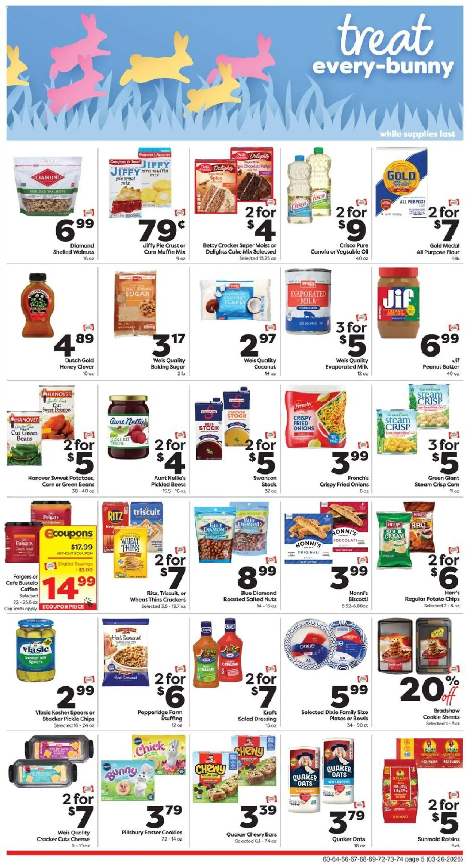 Ad Preview of Weis Weis Weekly Circular - VA from 03/26/2026 - Cookies, Salad, Milk, Sweet potatoes, Sugar, Peanut butter, Flour, Chicken
