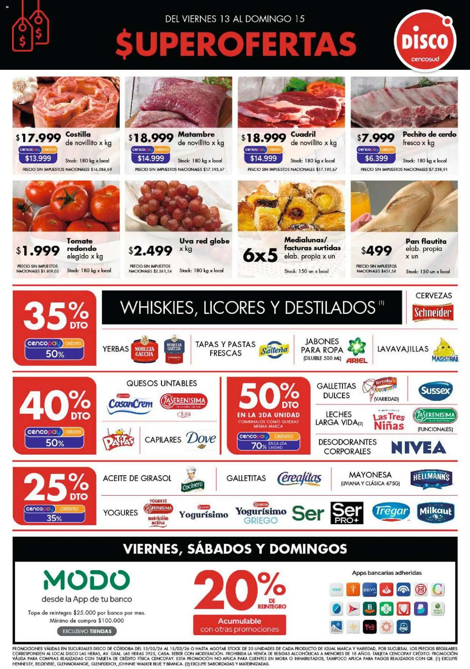 Vista previa del folleto de la tienda Disco válido desde el 12/03/2026 - Disco, Bebidas, Pan, Tomate, Lavavajillas, Mayonesa, Dulces, Aceite de girasol