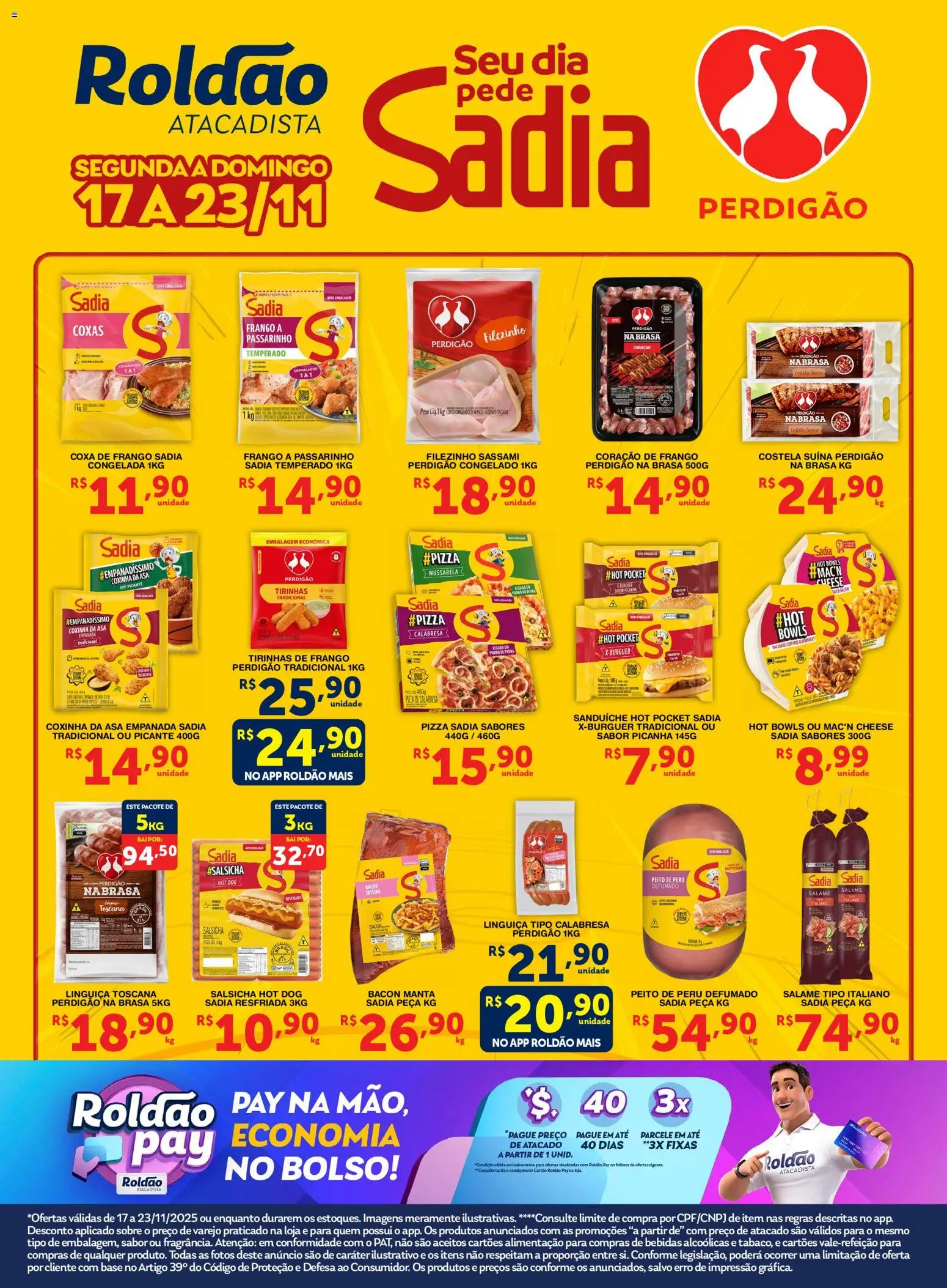 Pré-Visualização do folheto "Ofertas Seu Dia Pede Sadia" da loja Roldão válido a partir de 17/11/2025