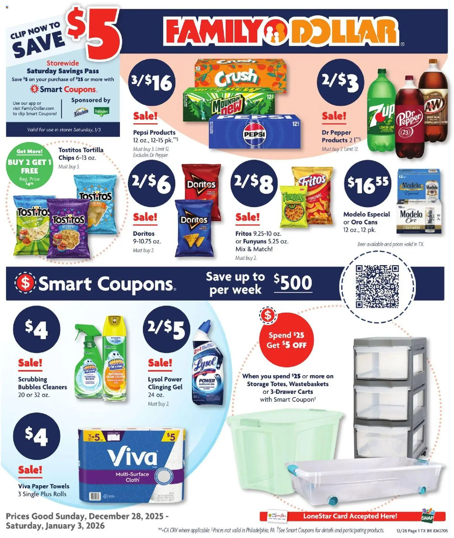 Ad Preview of Family Dollar Current Ad - TX from 12/28/2025