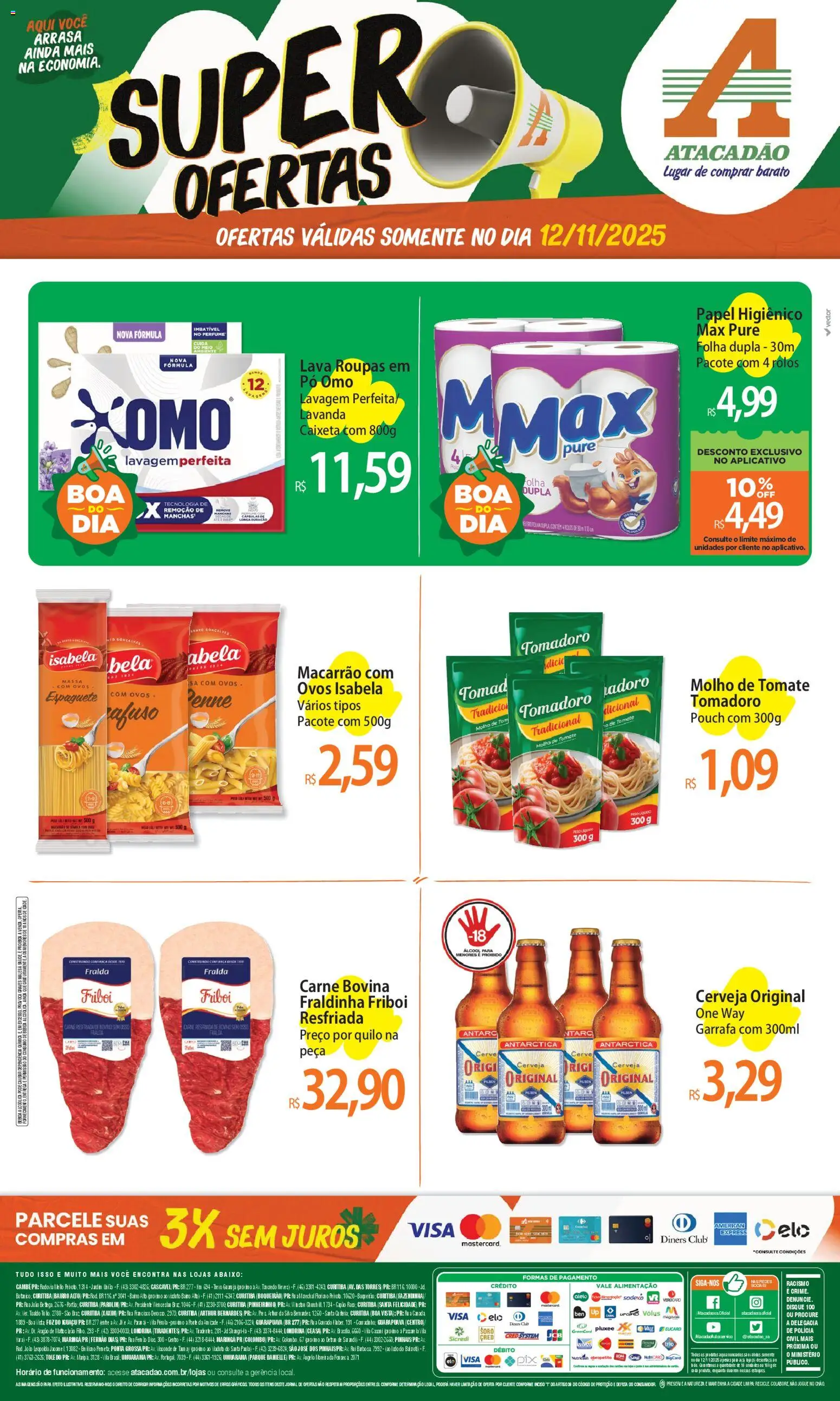 Pré-Visualização do folheto "Ofertas - PR" da loja Atacadão válido a partir de 12/11/2025