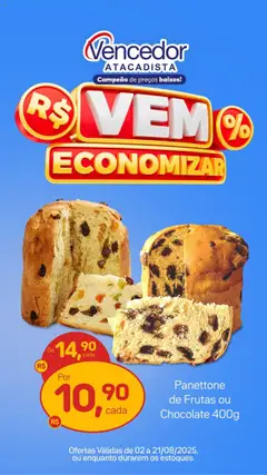 Pré-Visualização do folheto "Ofertas Panettone" da loja Vencedor Atacadista válido a partir de 02/08/2025
