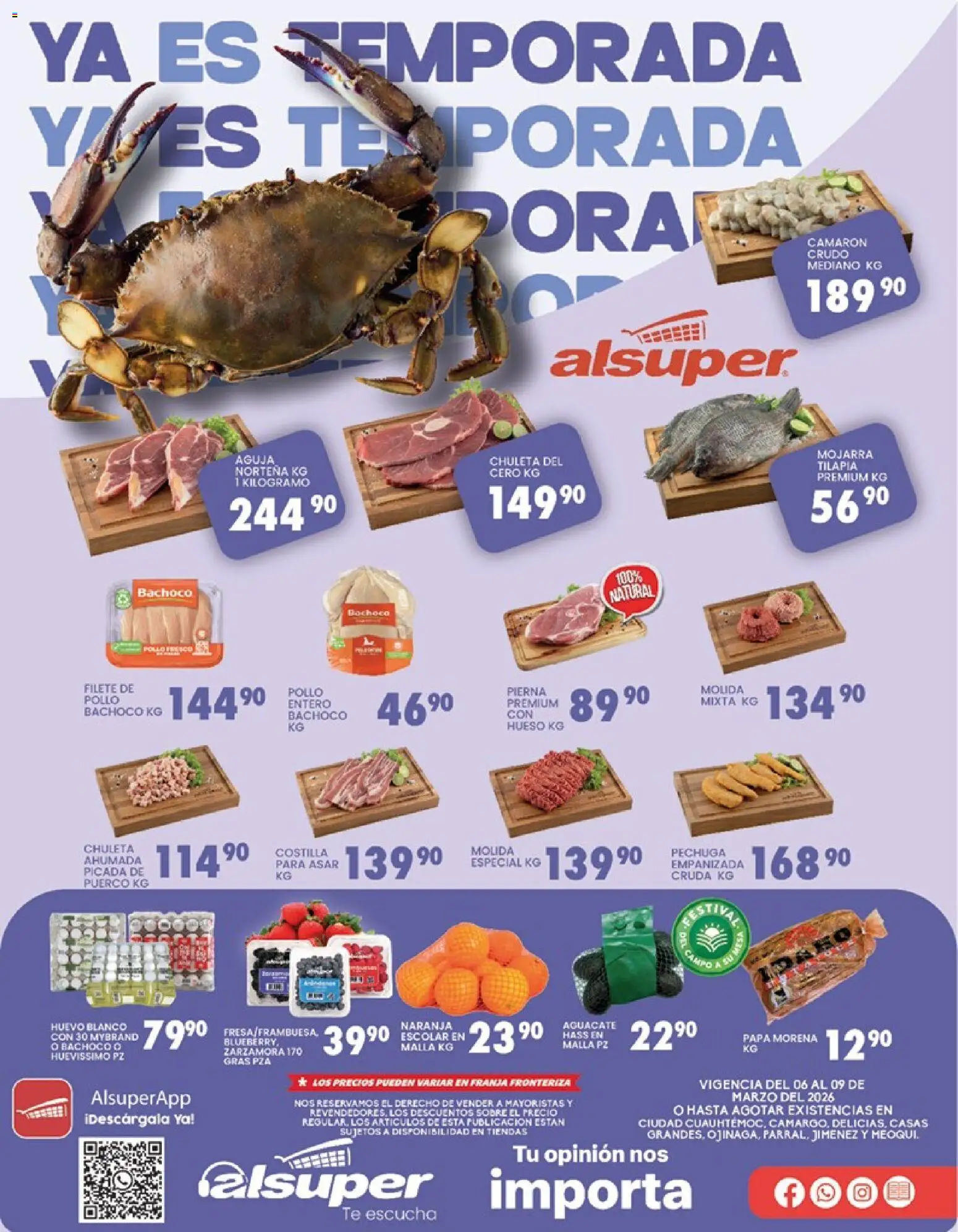 Vista previa las ofertas de la tienda Alsuper - Alsuper folleto Chihuahua-Estado desde el 06/03/2026 - Pollo, Papa, Aguacate, Tilapia, Sobre, Chuleta ahumada, Filete, Malla