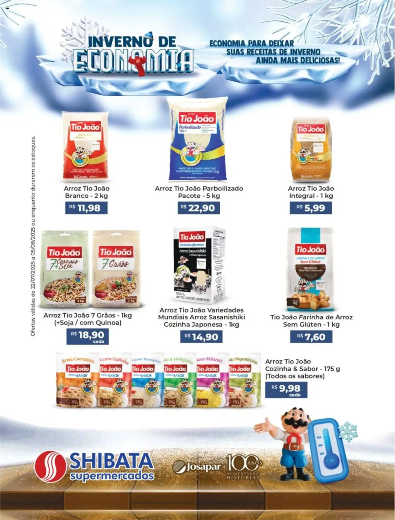 Shibata folheto "Ofertas Tio João" válido a partir de 22/07/2025 - número de página 1 - Arroz, Quinoa, Soja, Farinha, Cereais