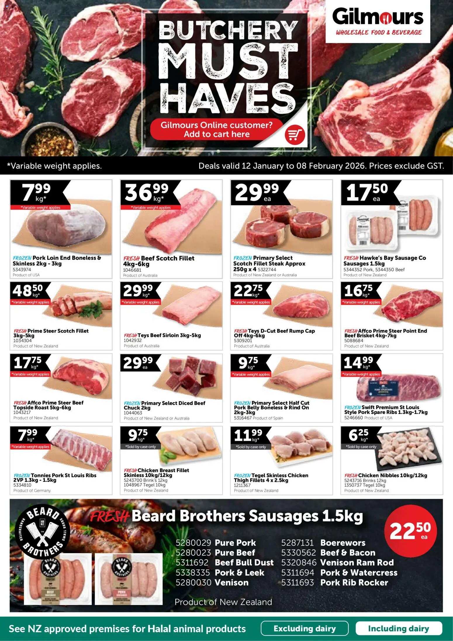 Preview of catalogue Butchery Must Haves from shop Gilmours valid 12 Jan 2026