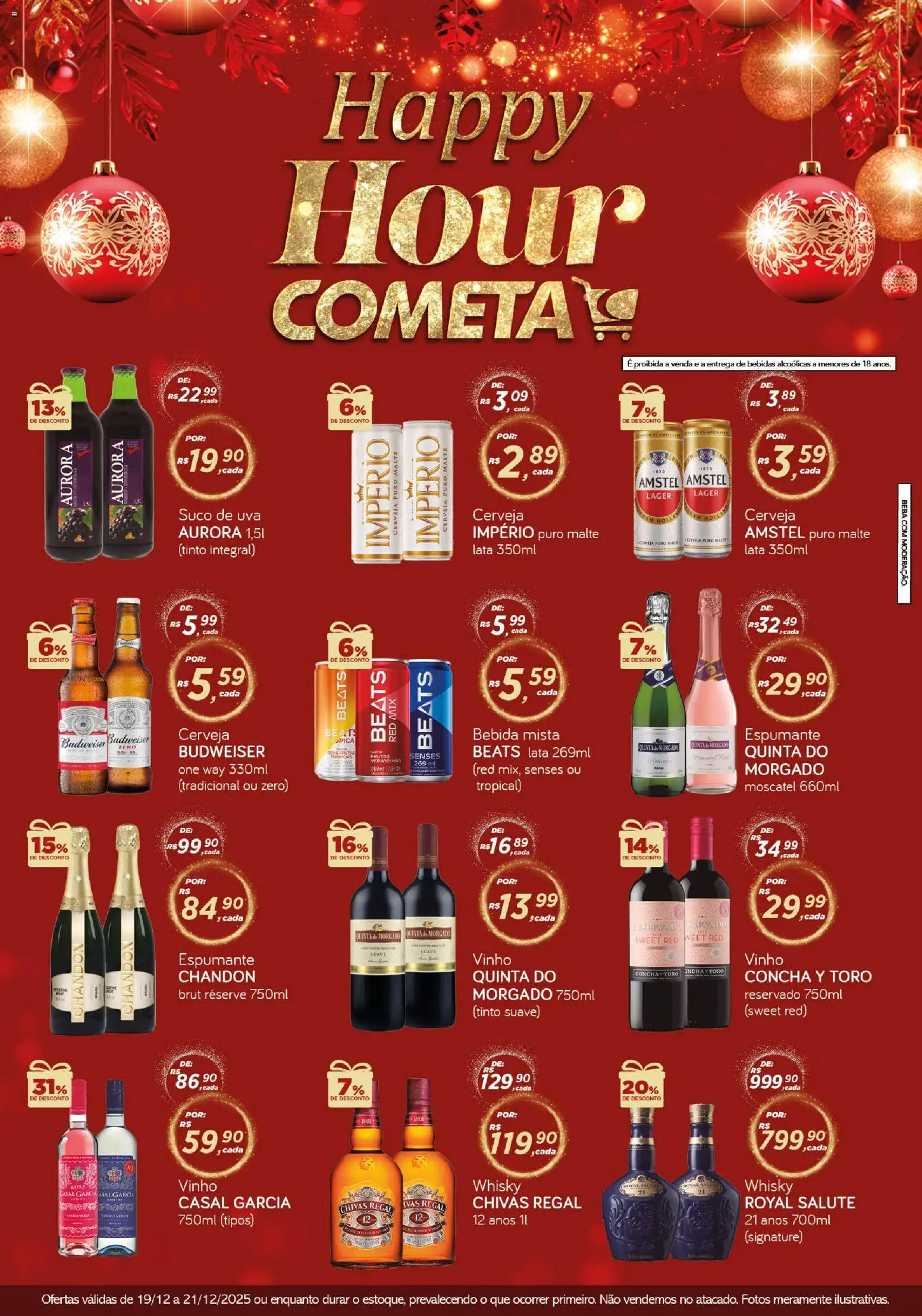 Pré-Visualização do folheto "Ofertas Happy Hour" da loja Cometa Supermercados válido a partir de 19/12/2025