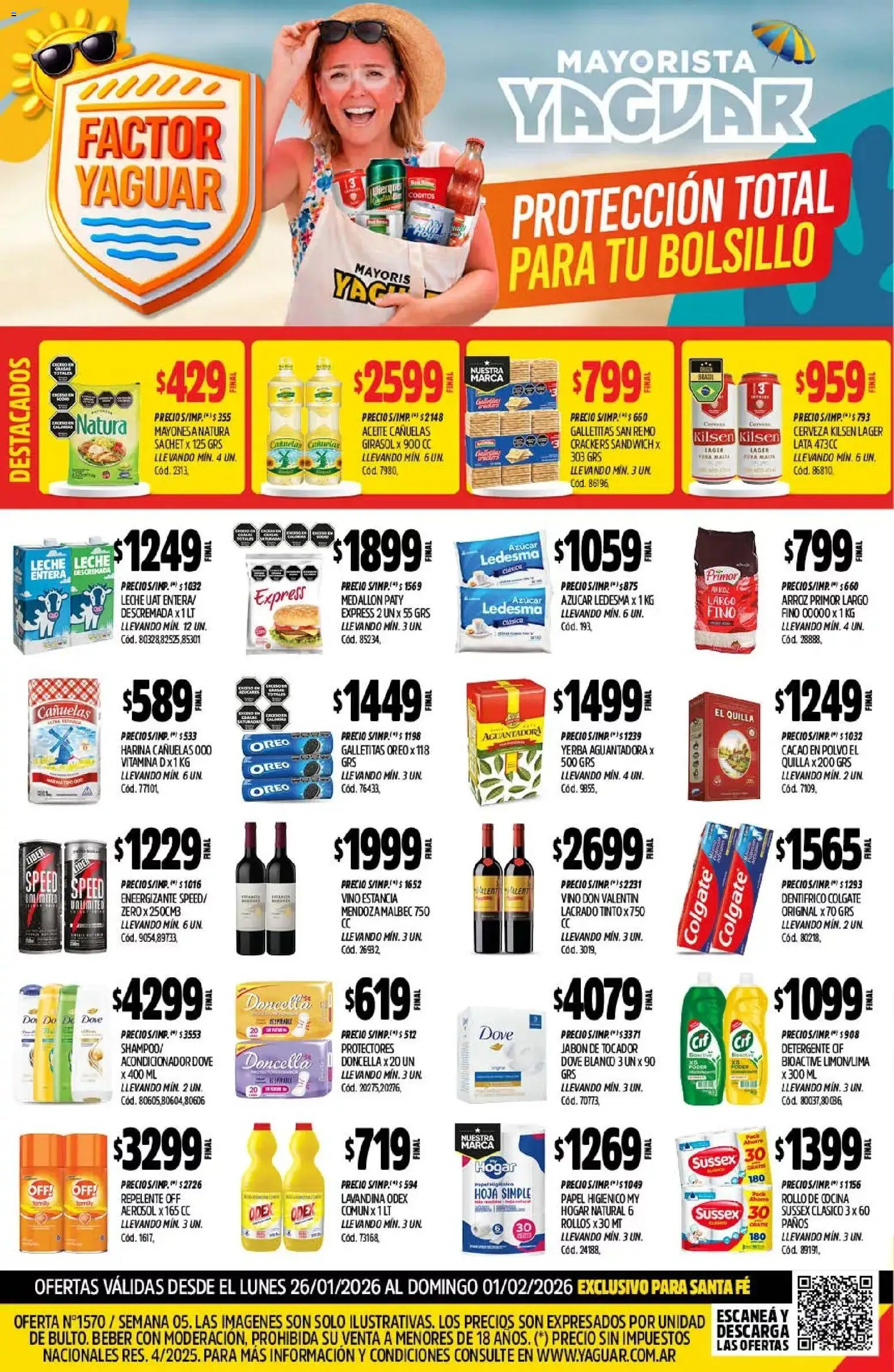 Vista previa del folleto de la tienda Yaguar válido desde el 26/01/2026 - Cocina, Vino, Galletitas, Azucar, Aceite, Oreo, Papel higiénico, Jabón