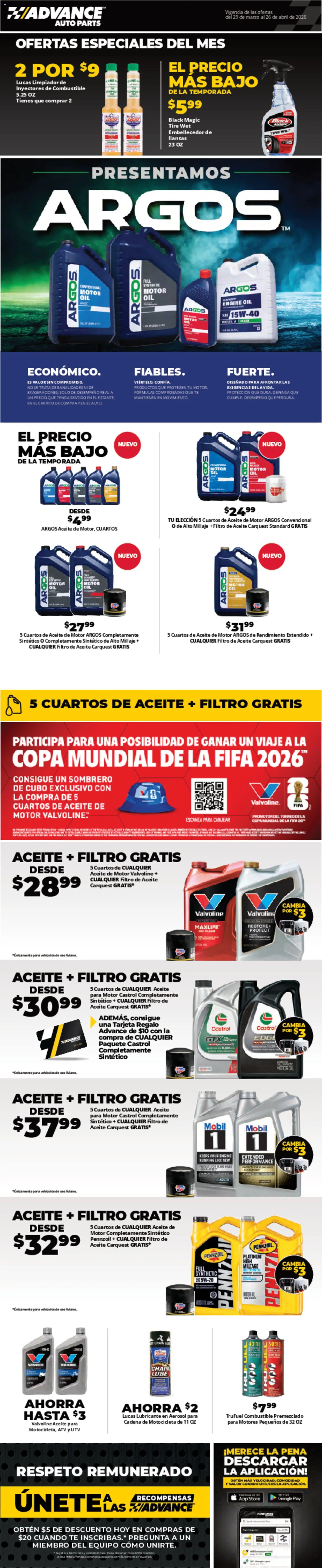 Ad Preview of Advance Auto Parts Advance Auto Parts Sales Ad - Spanish from 03/29/2026