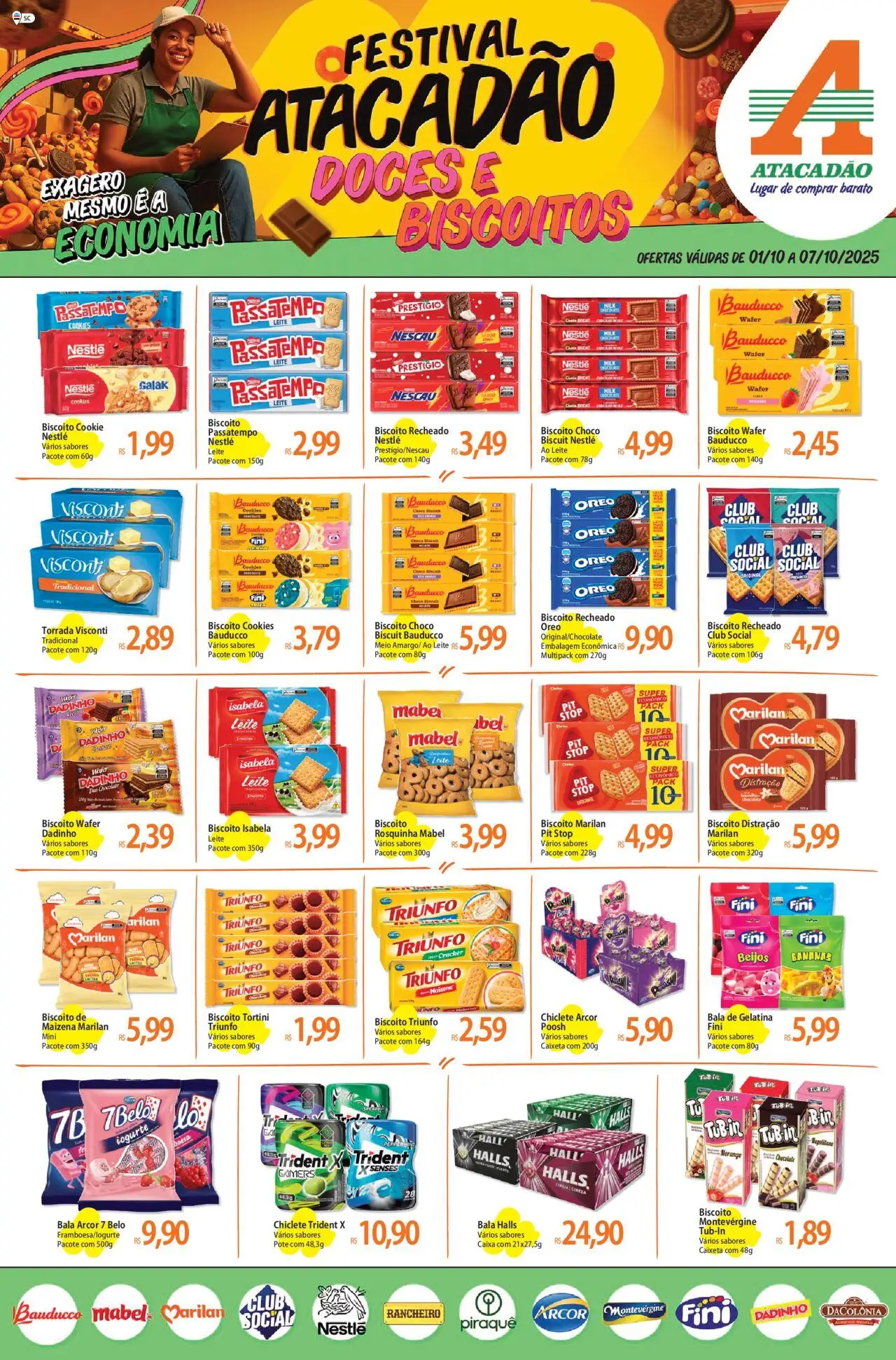 Atacadão folheto "Ofertas - SC" válido a partir de 01/10/2025 - número de página 1 - Chocolate, Bananas, Iogurte, Leite, Biscoitos, Gelatina, Chiclete, Rosquinha