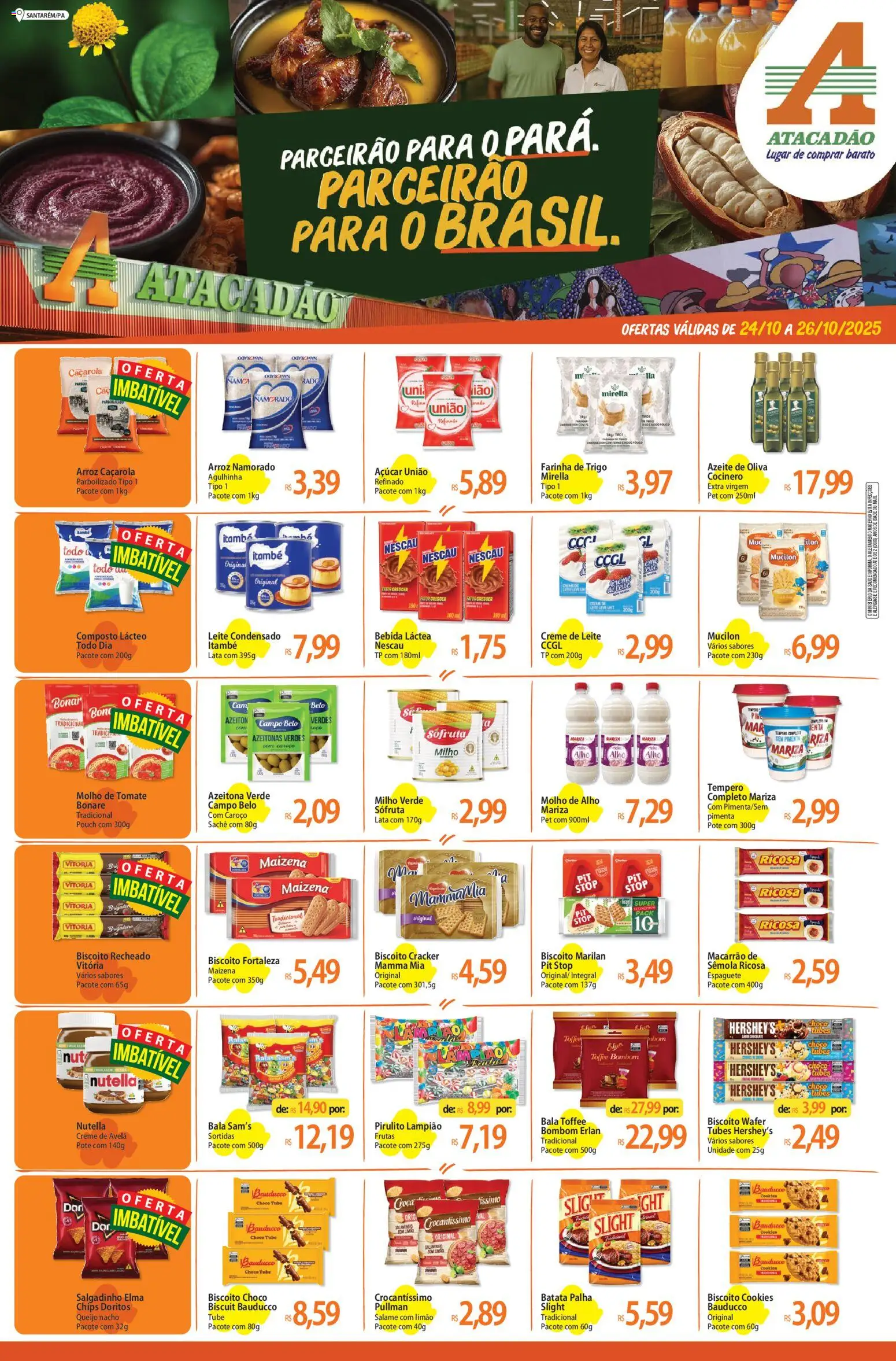 Atacadão folheto "Ofertas - PA" válido a partir de 24/10/2025 - número de página 1 - Cookies, Mucilon, Leite, Tomate, Creme de leite, Bombom, Salame, Farinha