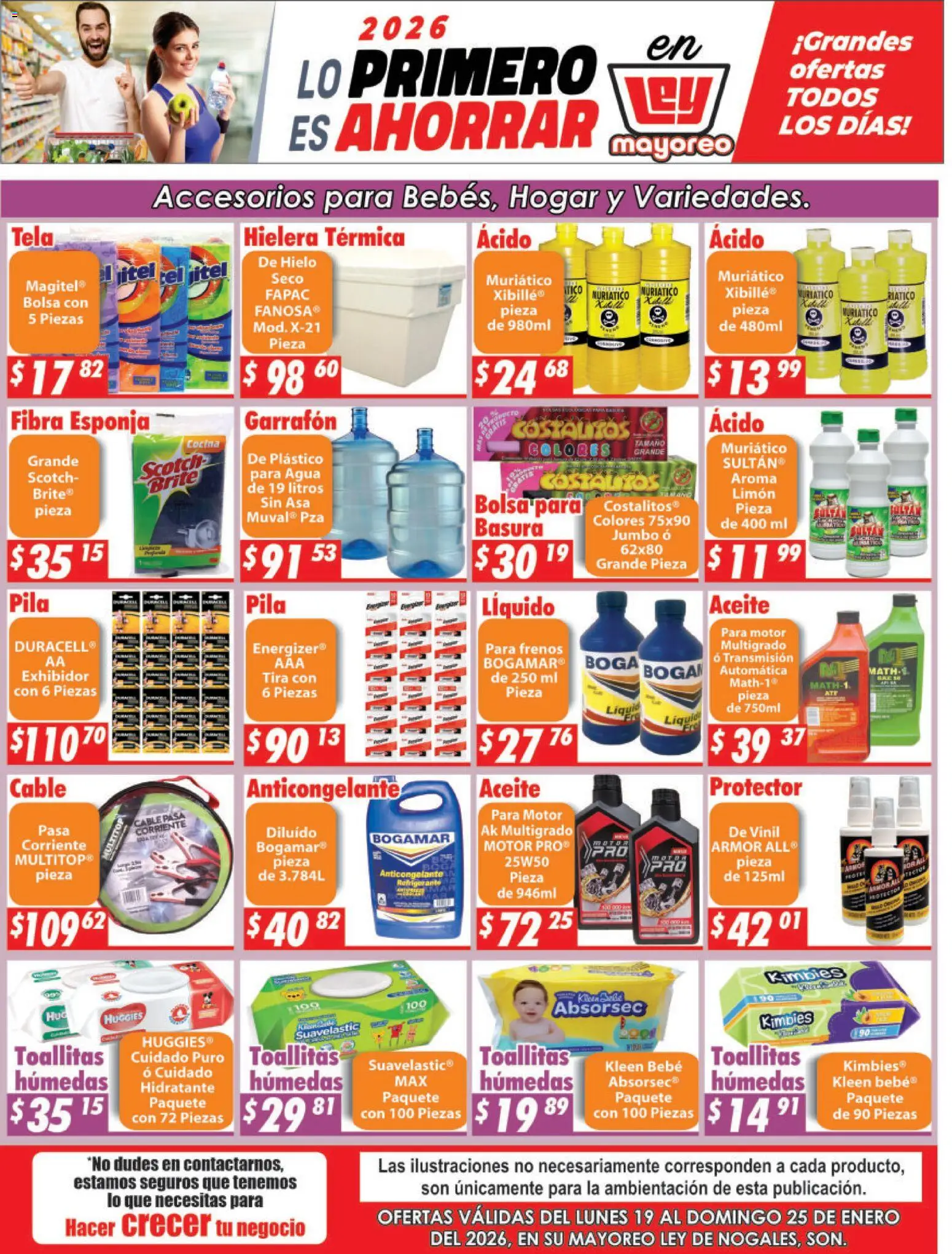 Vista previa las ofertas de la tienda Casa Ley - Folleto Nogales desde el 19/01/2026 - Agua, Cocina, Bolsa, Hielera, Toallitas húmedas, Esponja, Pila, Cable