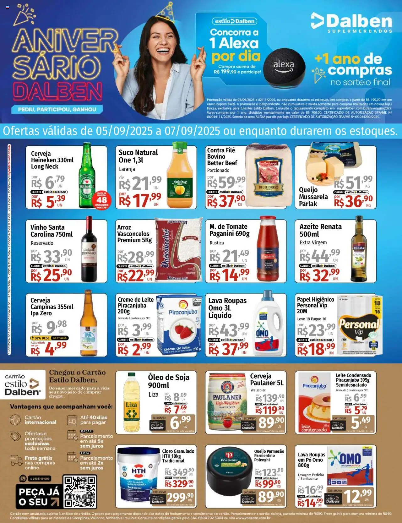 Supermercado Dalben folheto "Ofertas Fim de Semana" válido a partir de 05/09/2025 - número de página 1 - Heineken, Óleo, Azeite, Tomate, Creme, Pó, Granulado, Contra filé