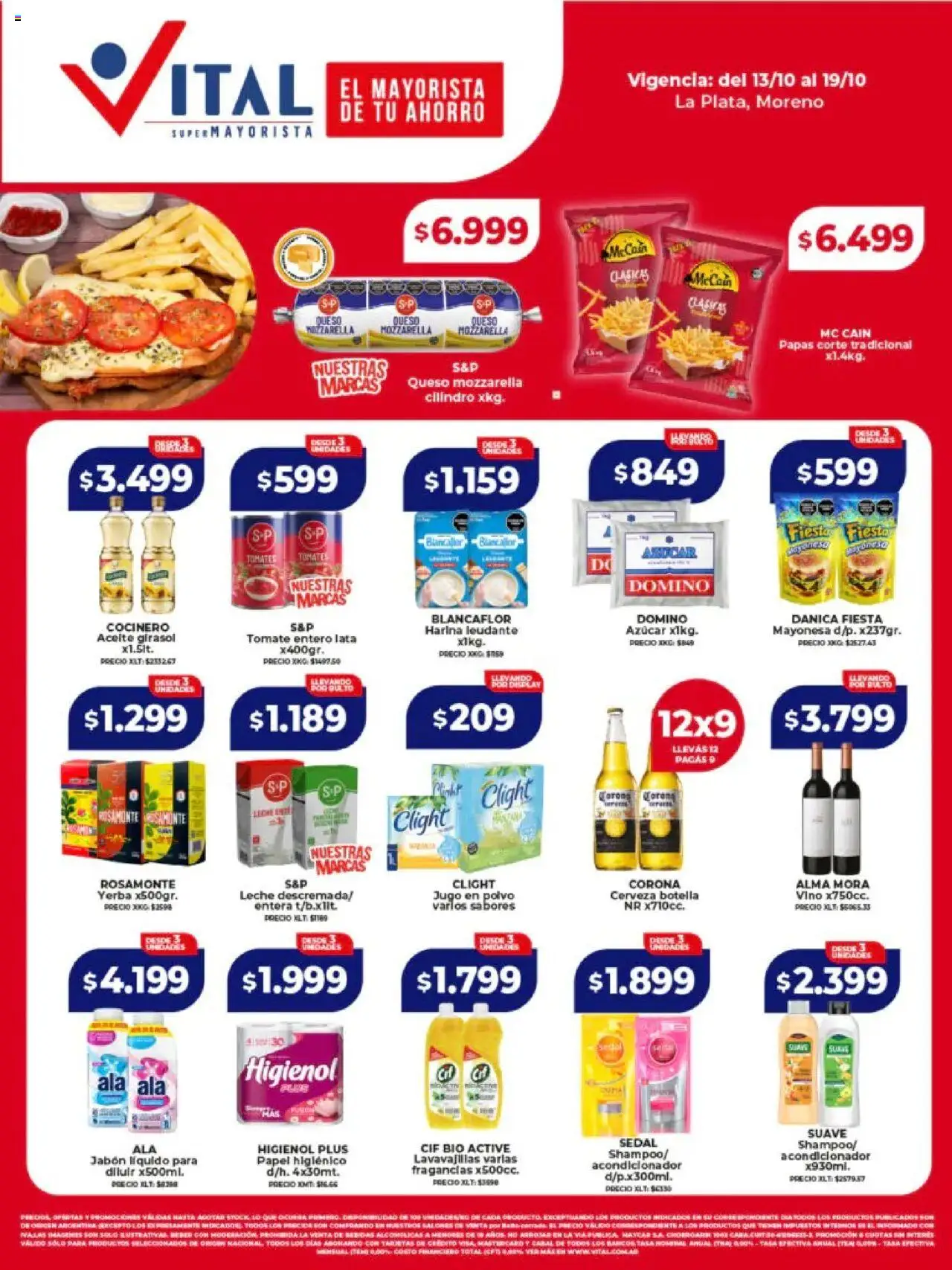 Vital Ofertas - La Plata del 13/10/2025 >> Catálogo - Papas, Cerveza, Vino, Aceite, Leche, Jugo, Jabón líquido, Mayonesa