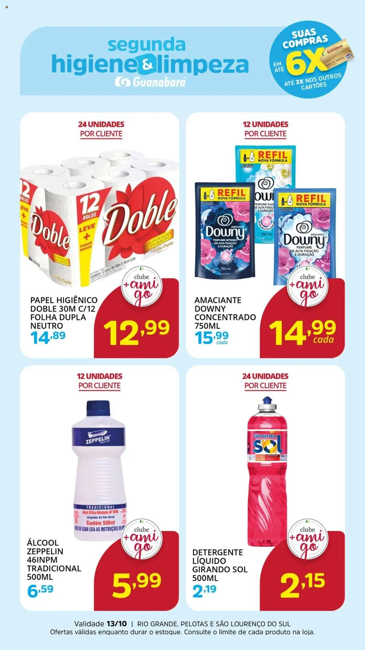 Supermercado Guanabara folheto "Ofertas da semana" válido a partir de 13/10/2025 - número de página 1 - Perfume, Amaciante downy, Álcool, Detergente, Papel higiênico, Amaciante, Girando sol