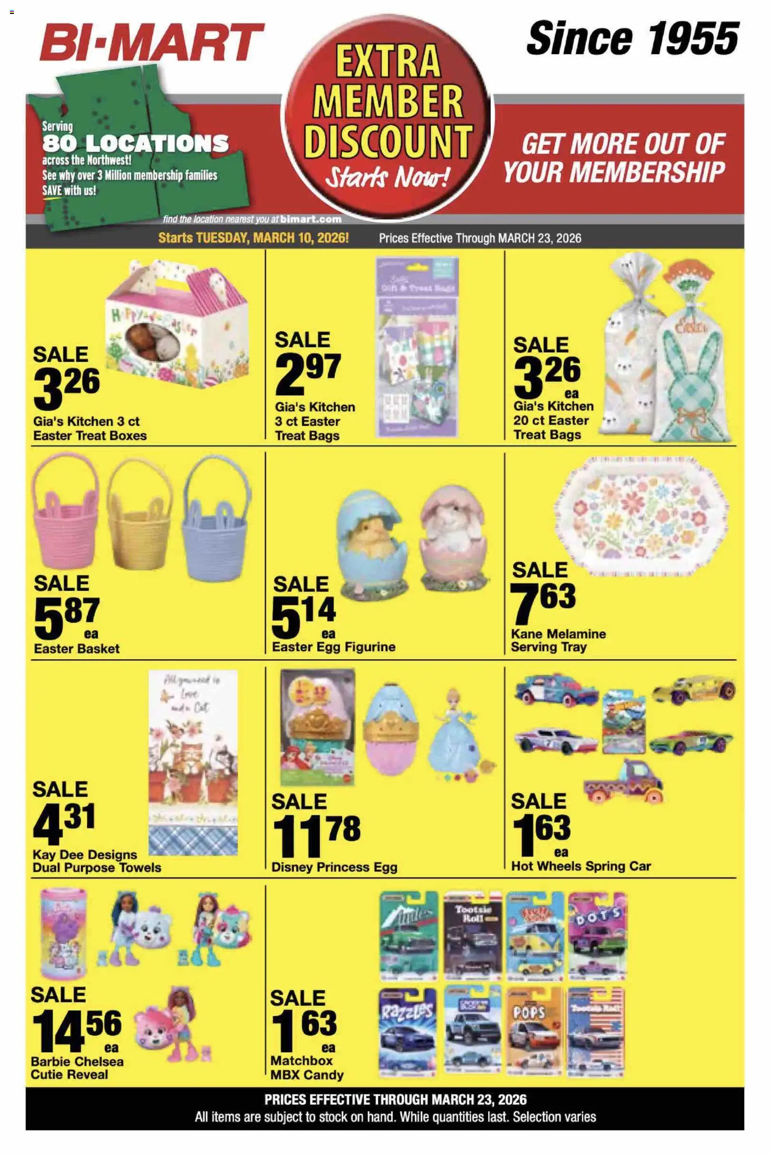 Ad Preview of Bi-Mart Bi-Mart Extra Membership Discount from 03/10/2026 - Candy, Basket
