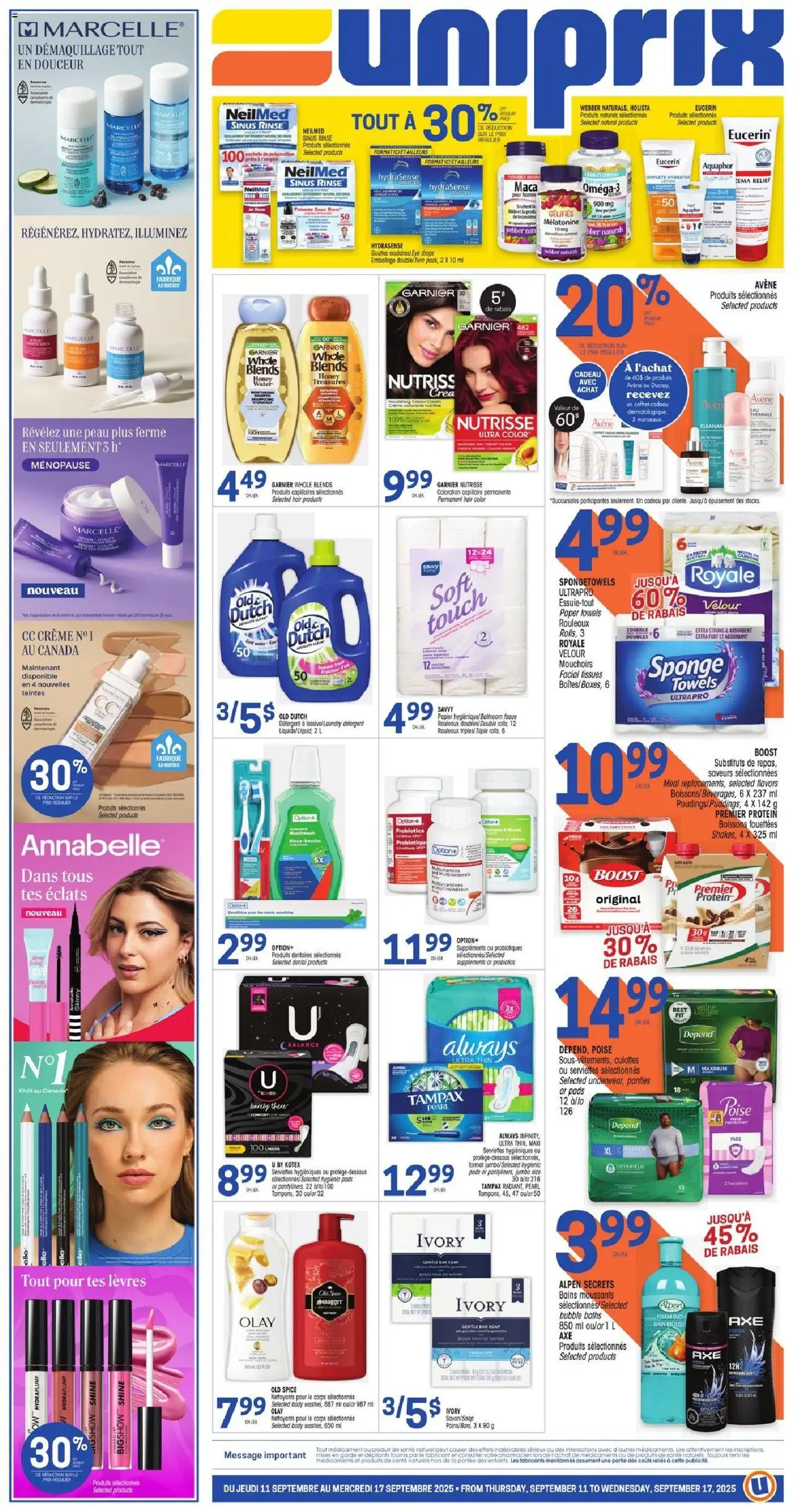 Uniprix flyer valid from Sep 11, 2025 - page number 1