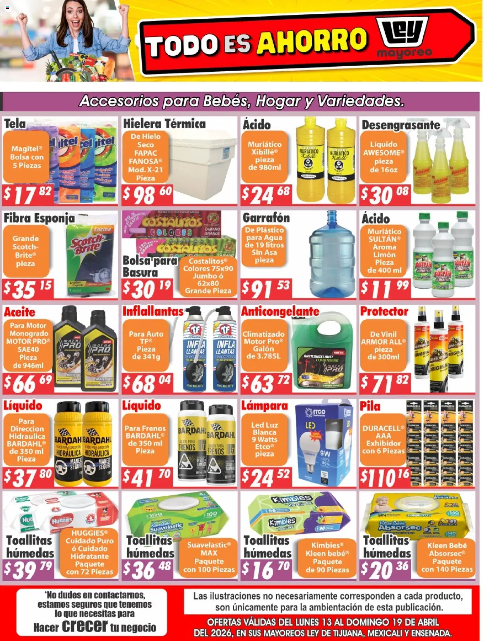 Vista previa las ofertas de la tienda Casa Ley - Casa Ley folleto Frontera desde el 13/04/2026 - Agua, Cocina, Limón, Lámpara, Hielera, Aceite, Esponja, Pila