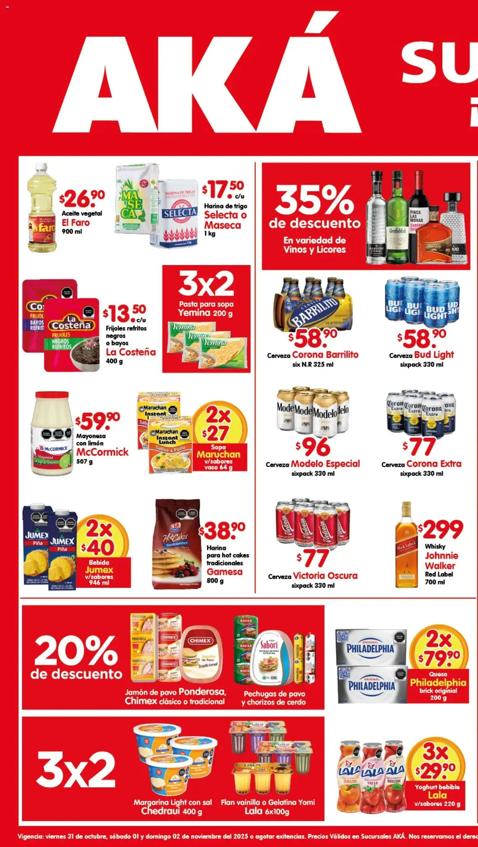 Vista previa las ofertas de la tienda Arteli - Folleto Aká Superbodegas desde el 31/10/2025 - Whisky, Manzana, Cerveza, Aceite, Piña, Vainilla, Cerveza Corona, Aceite vegetal