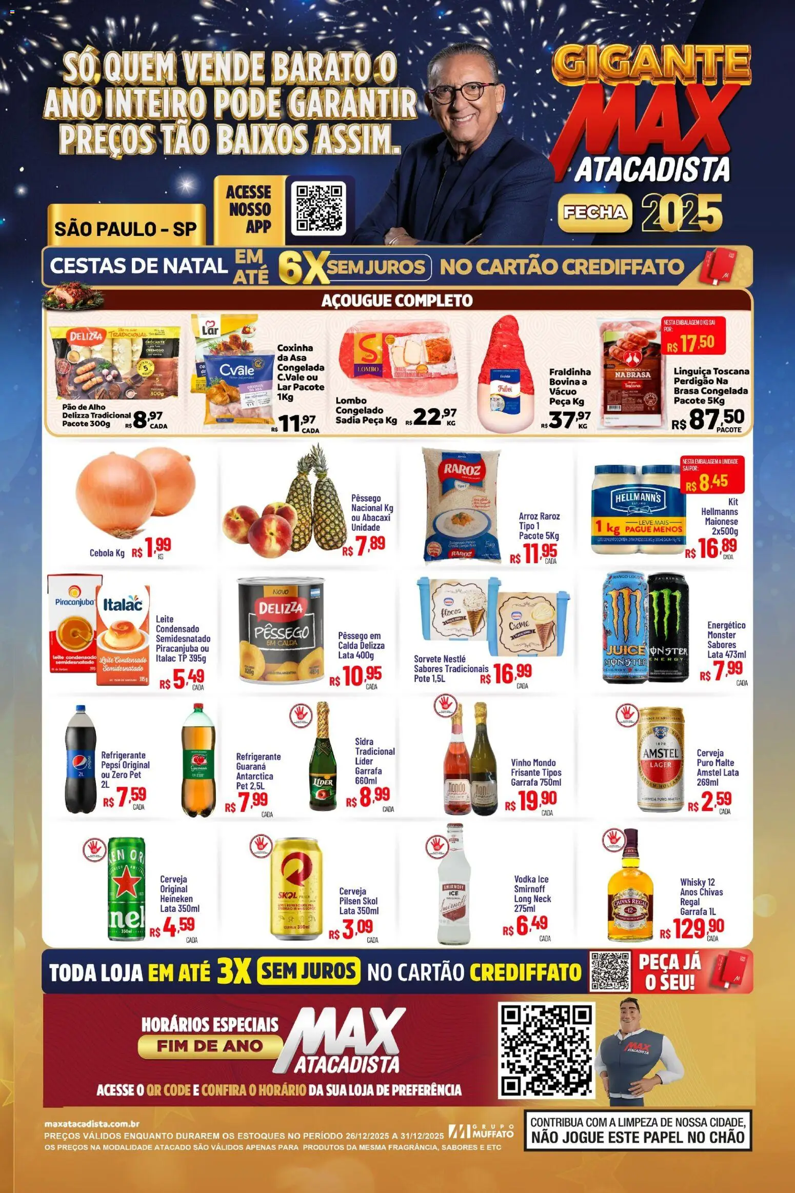 Pré-Visualização do folheto "Ofertas da semana" da loja Max Atacadista válido a partir de 26/12/2025 - Sorvete, Heineken, Energético, Pao de alho, Pepsi, Cebola, Lombo, Sidra