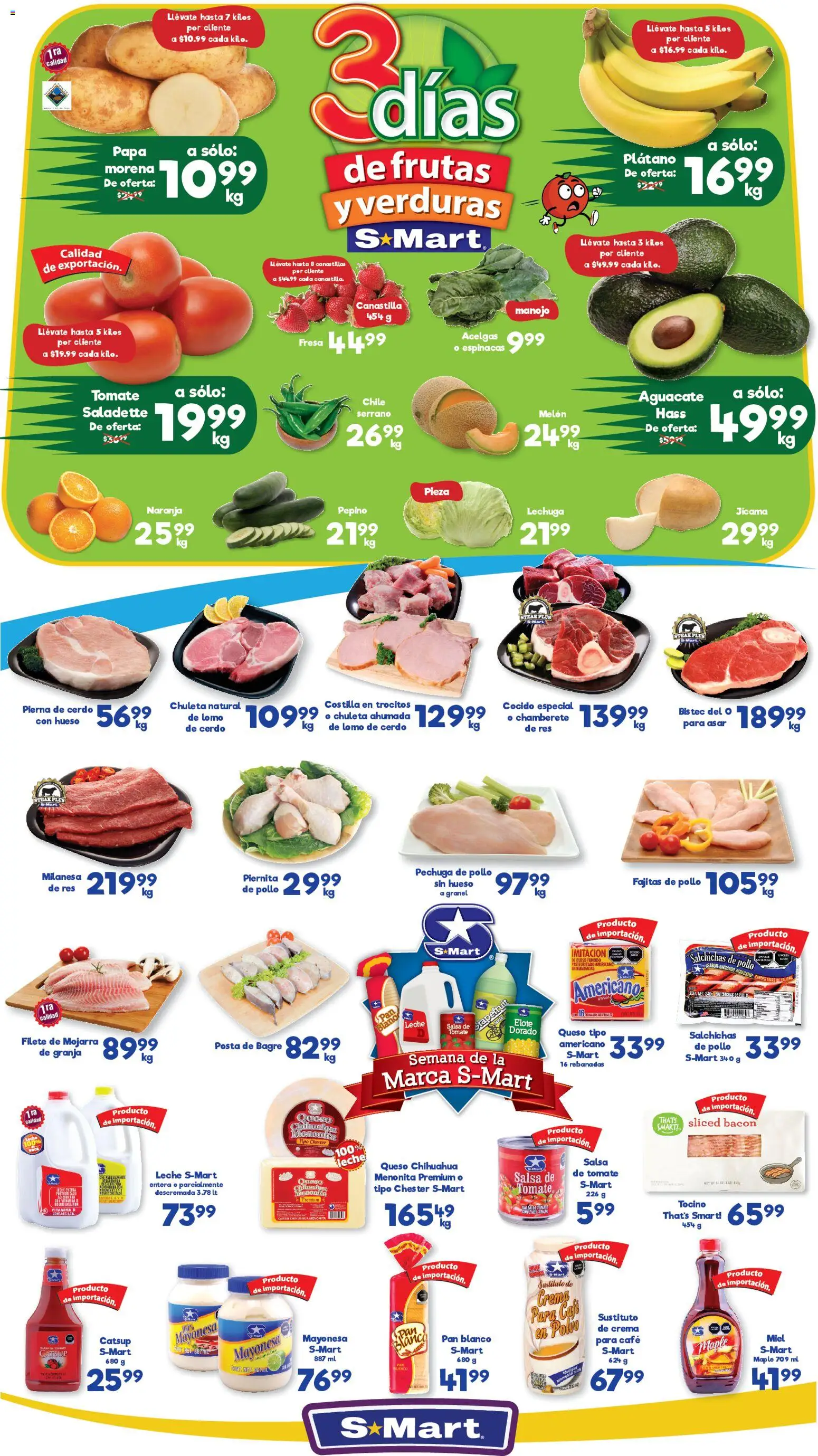 Vista previa las ofertas de la tienda S-Mart - Folleto Reynosa desde el 03/02/2026 - Café, Leche, Queso, Espinacas, Crema, Bistec, Pepino, Steak