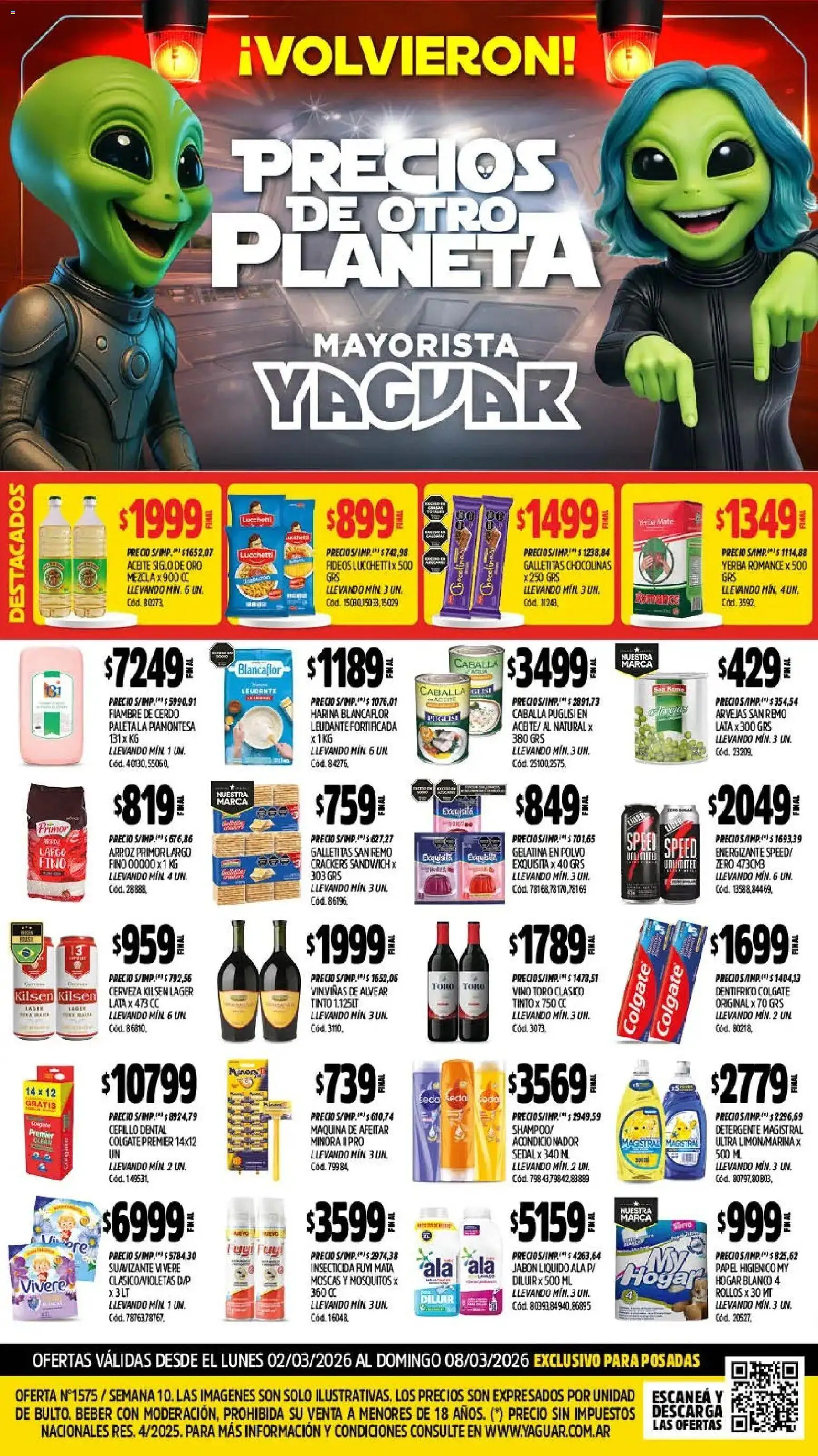 Vista previa del folleto de la tienda Yaguar válido desde el 02/03/2026 - Cerveza, Yerba, Papel higiénico, Maquina de afeitar, Caballa, Detergente, Insecticida, Polvo