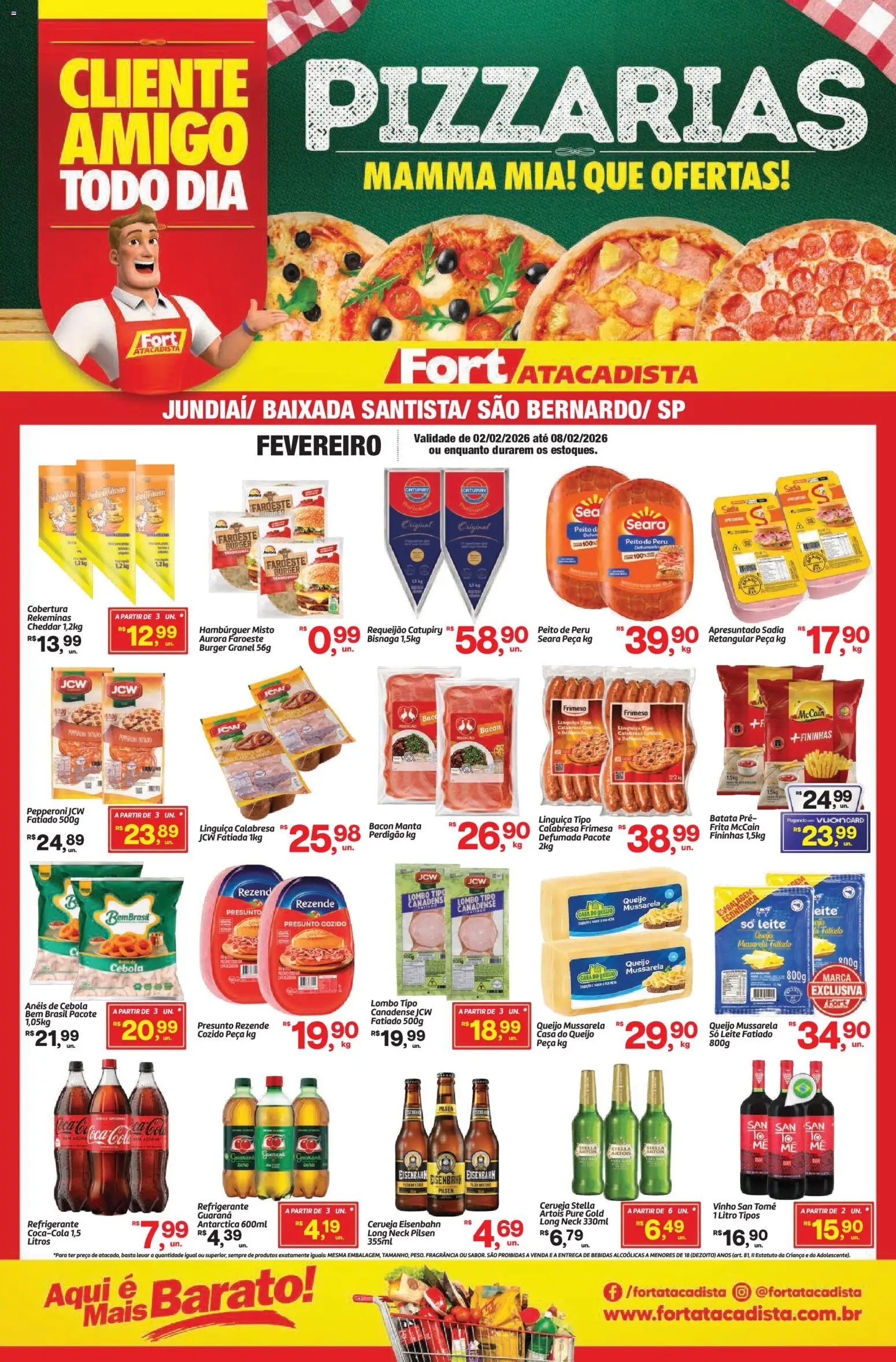 Pré-Visualização do folheto "Ofertas Pizzarias" da loja Fort Atacadista válido a partir de 02/02/2026