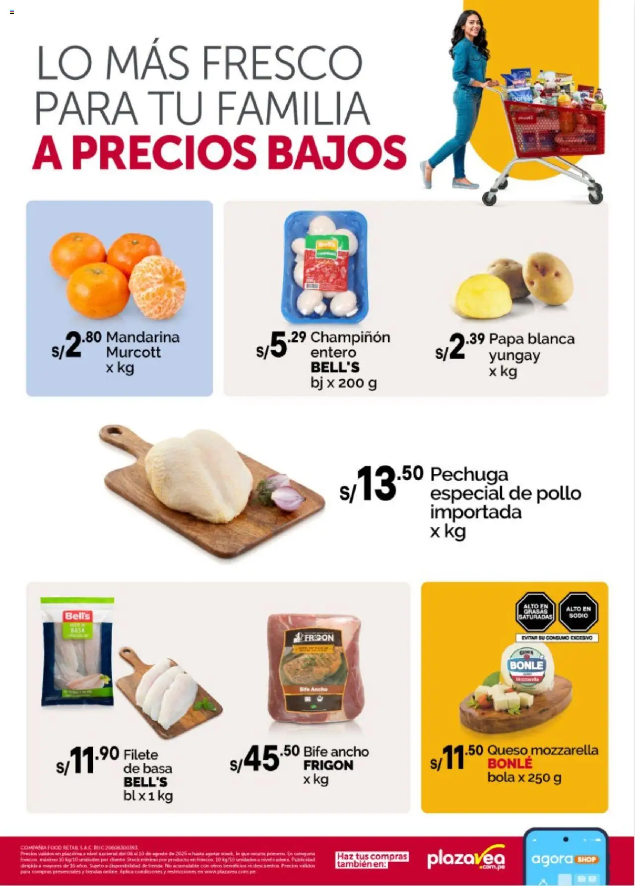 Plaza Vea Aviso Frescos (08/08/2025 - 10/08/2025) - ofertas de hoy - número de página 1 - Pollo, Queso, Queso mozzarella, Filete