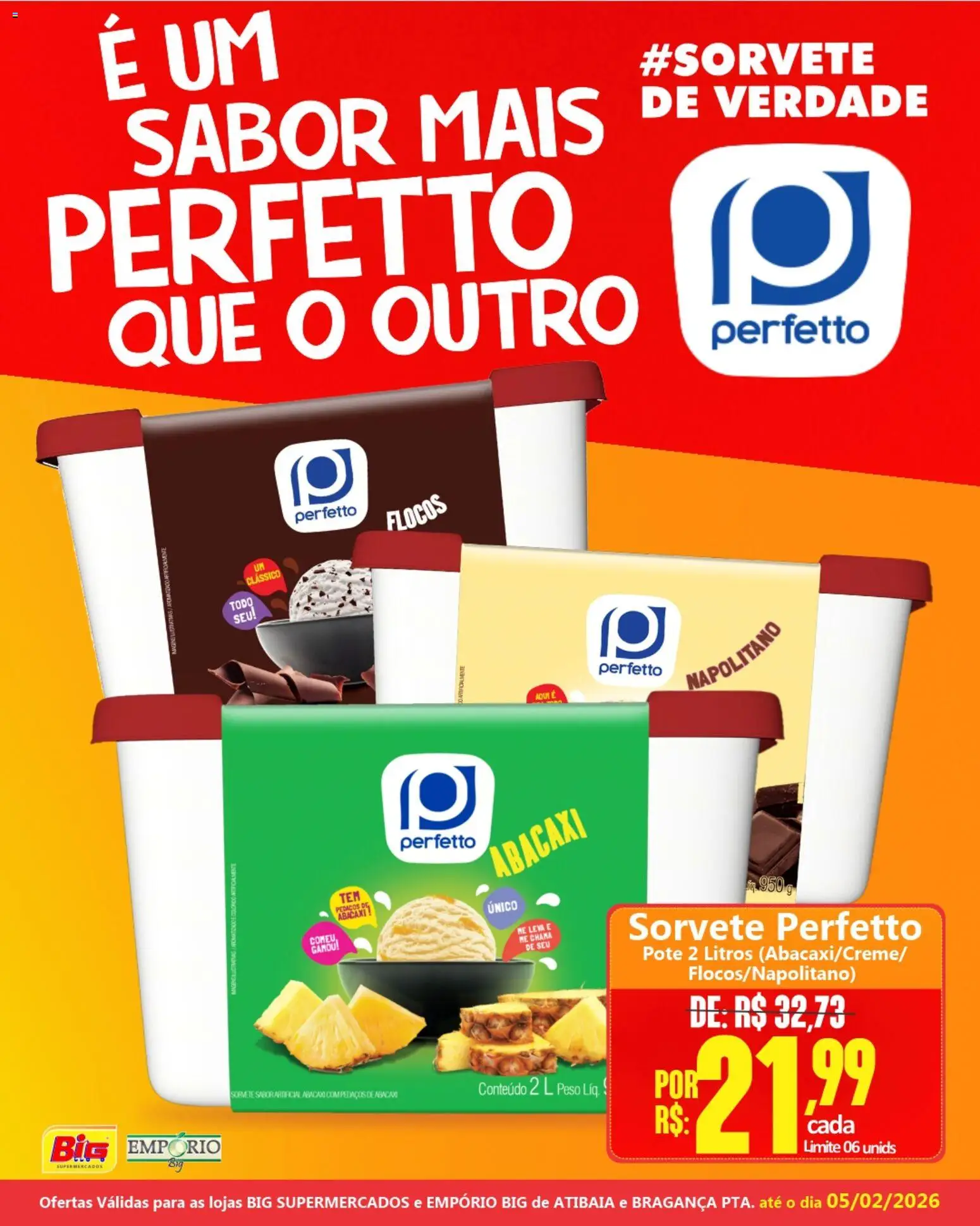 Pré-Visualização do folheto "Ofertas Sorvete Perfetto" da loja Big Supermercados válido a partir de 28/01/2026