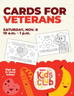 Ad Preview of HyVee Cards for Veterans from 11/08/2025