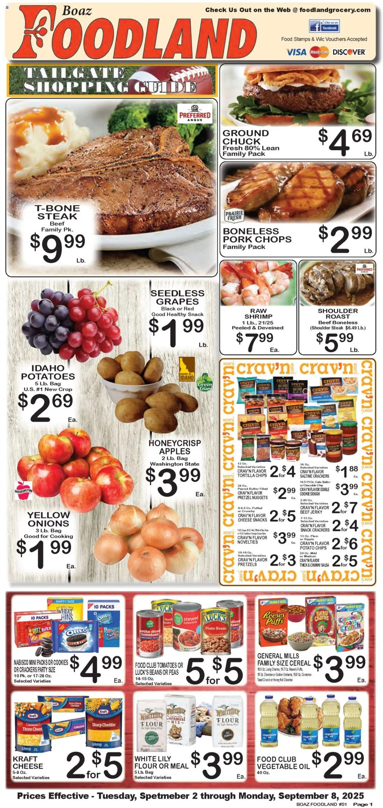 Foodland Weekly Ad from 09/02/2025 - Flyer - Page number 1 - Apples, Chocolate, Snacks, Honey, Beef, Vegetable oil, Tonic, Jerky