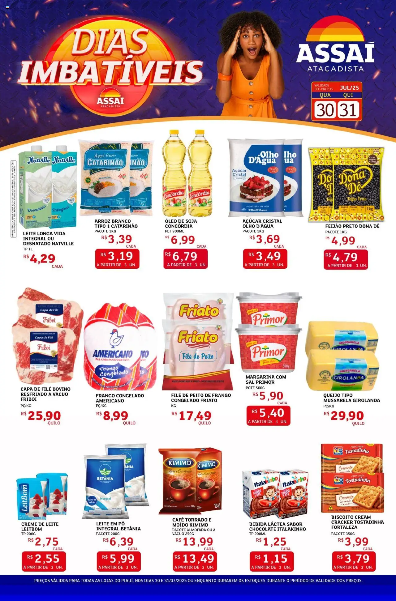 Assaí Atacadista folheto "Encarte - PI" válido a partir de 30/07/2025 - número de página 1 - Café, Óleo, Feijão, Biscoito, Creme de leite, Pó, Cream cracker, Açúcar cristal