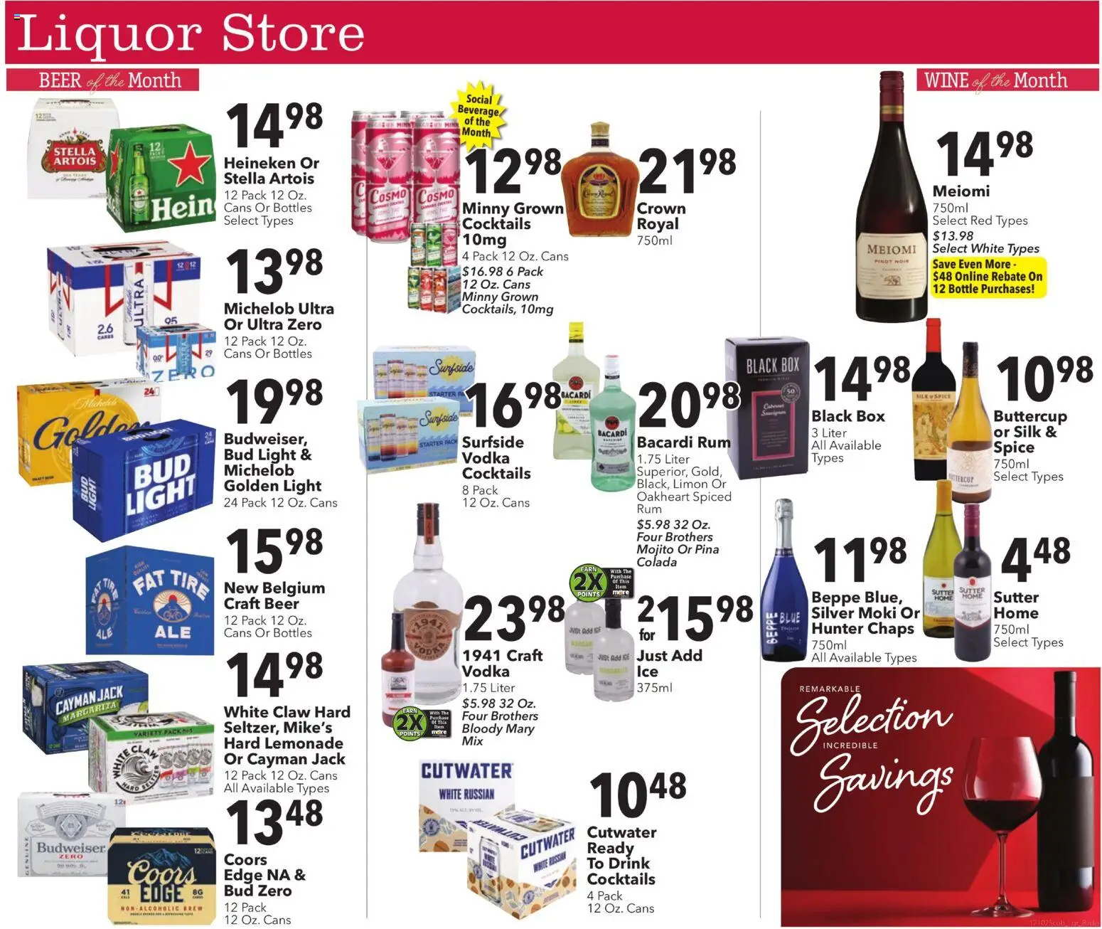 Ad Preview of Coborn's Liquor Store from 12/10/2025 - Beer, Ice, Box, Cocktails, Milk, Lemonade, Bacardi, Rum