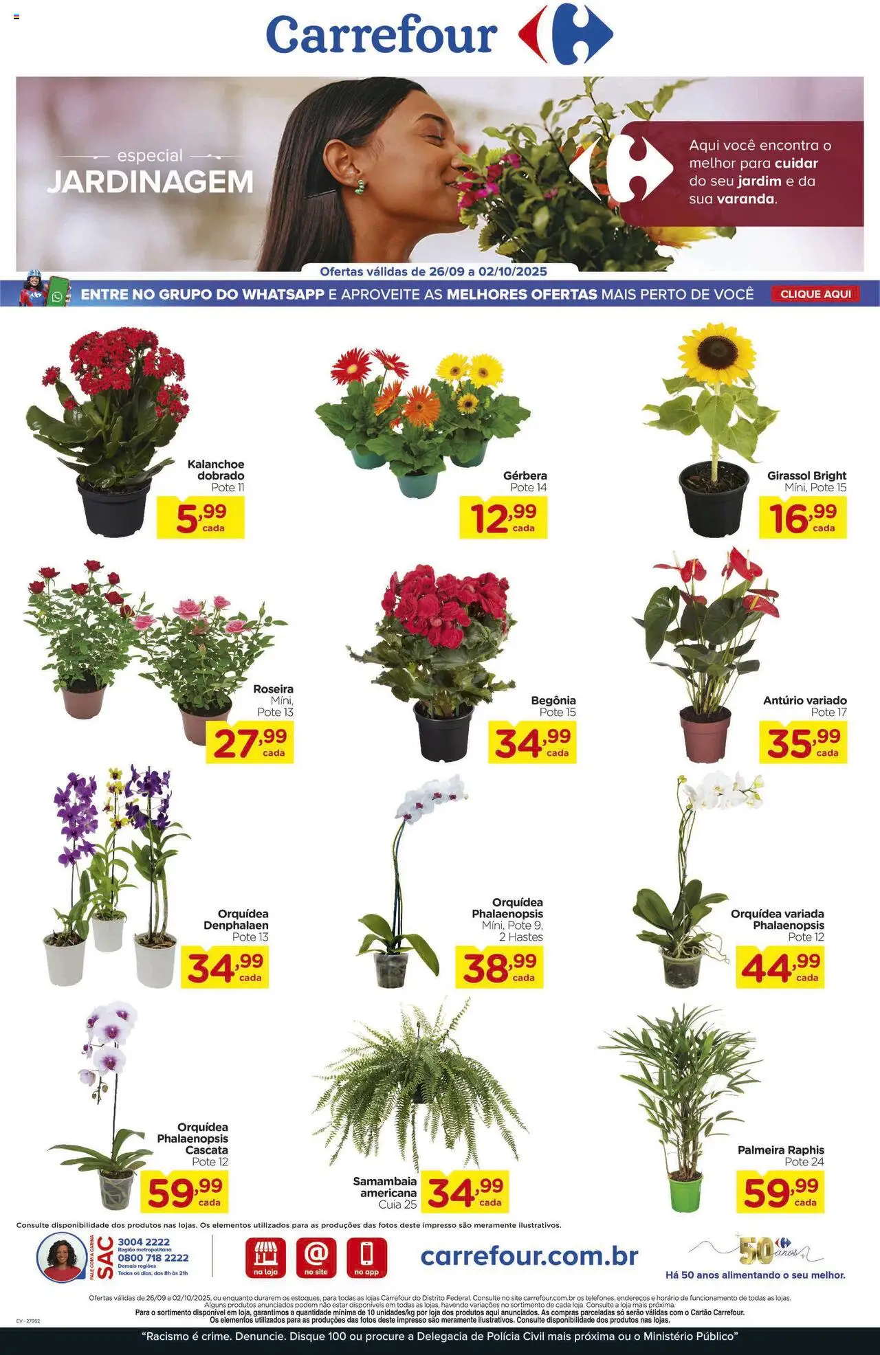 Carrefour Bairro folheto "Ofertas Especial Jardinagem" válido a partir de 26/09/2025 - número de página 1 - Orquídea, Gerbera, Denphalaen